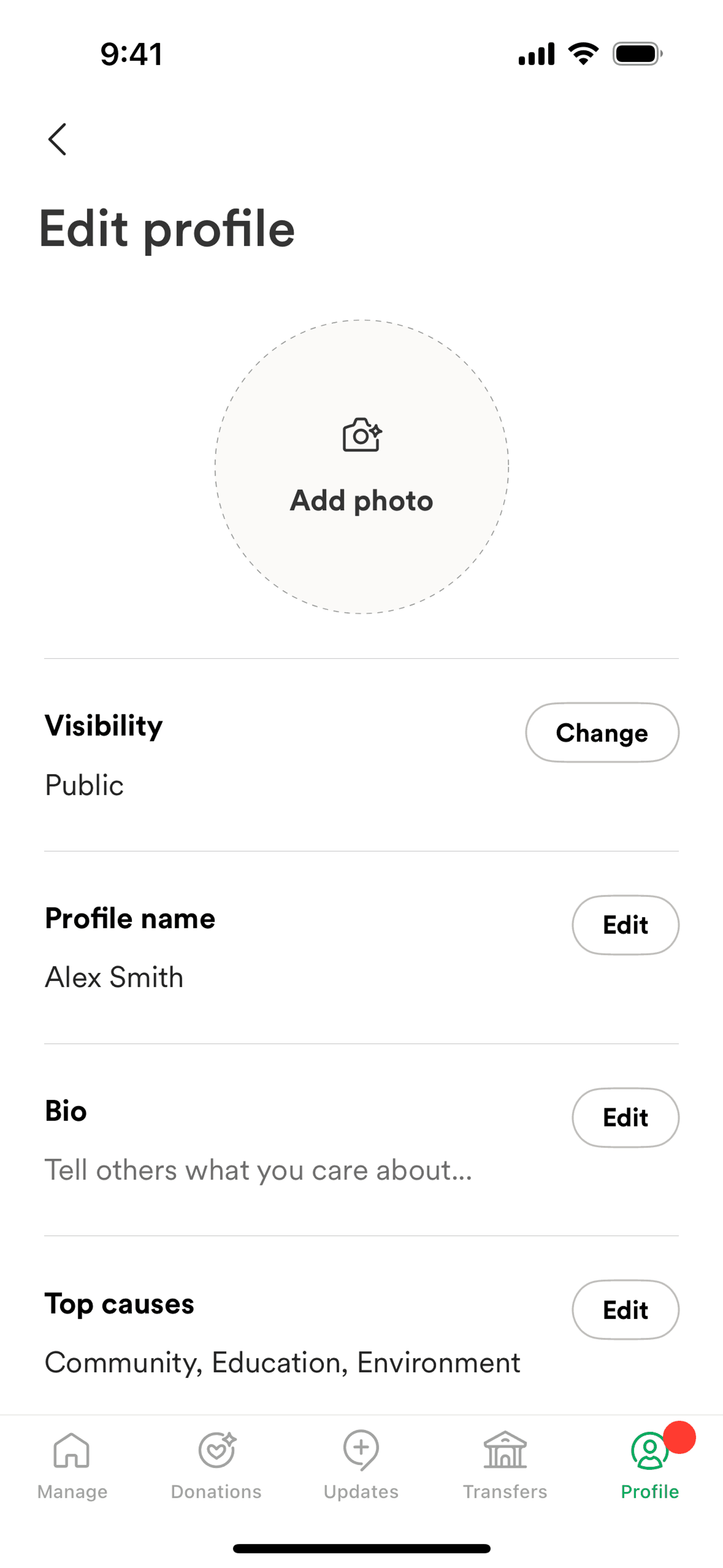 GoFundMe iOS UI screenshot 14