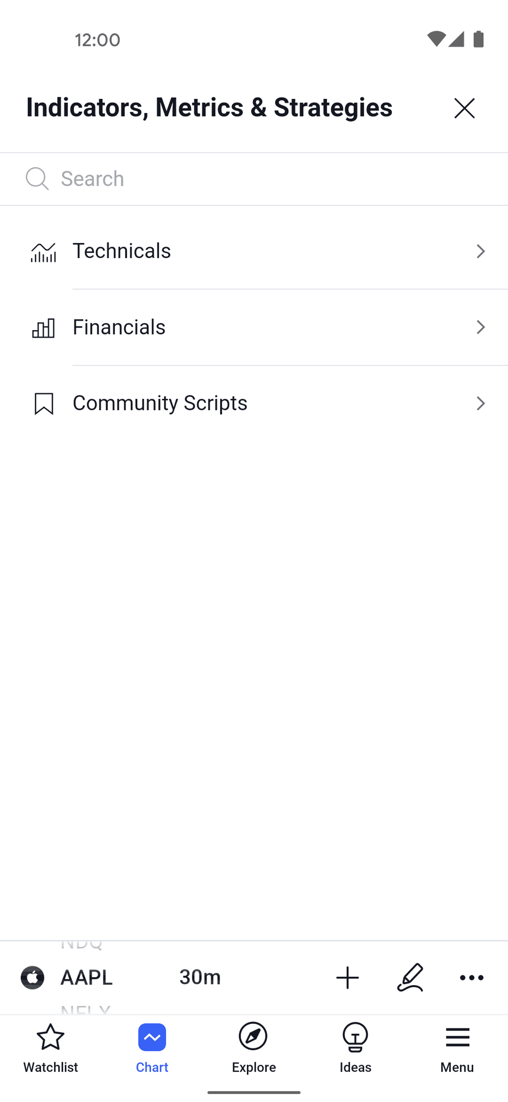 TradingView Android UI screenshot 4