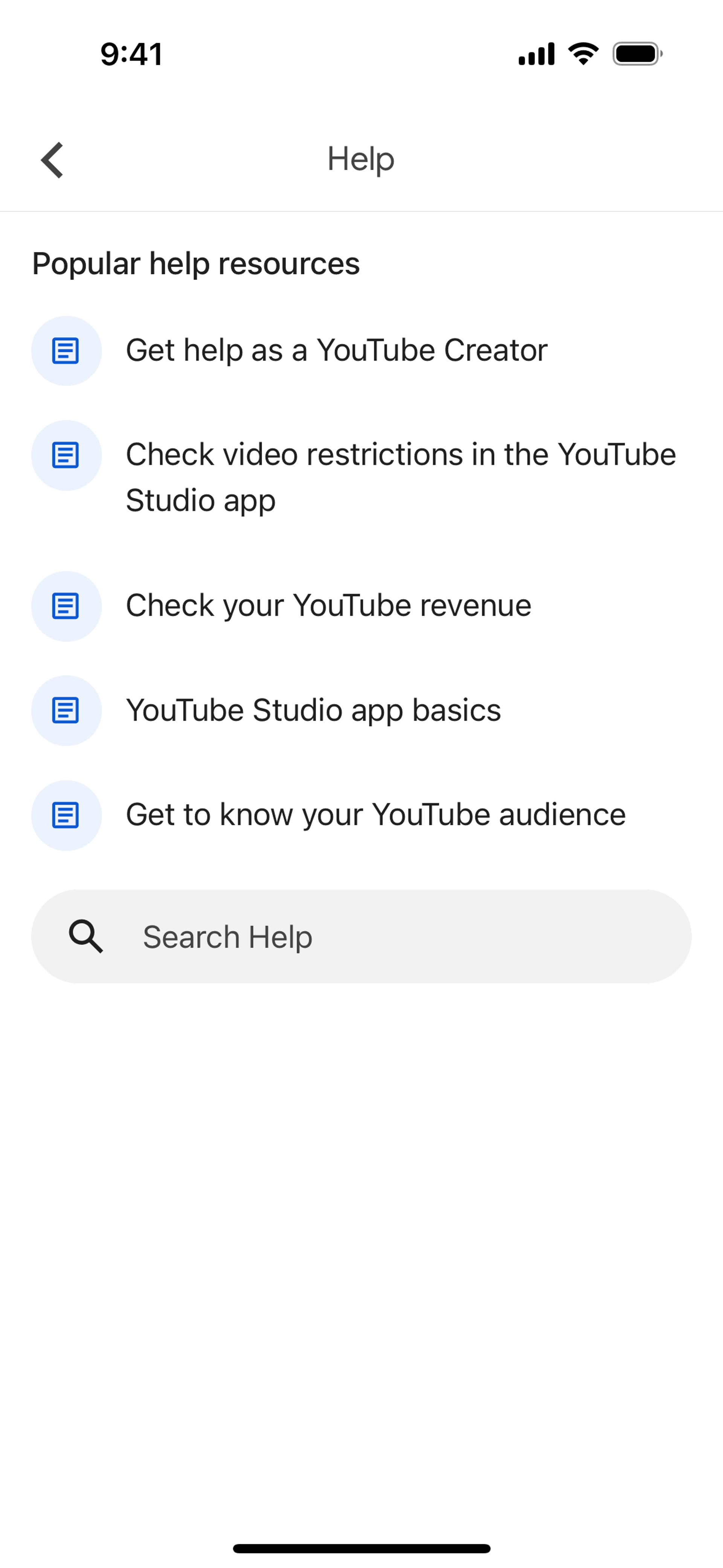 YouTube Studio iOS UI screenshot 21