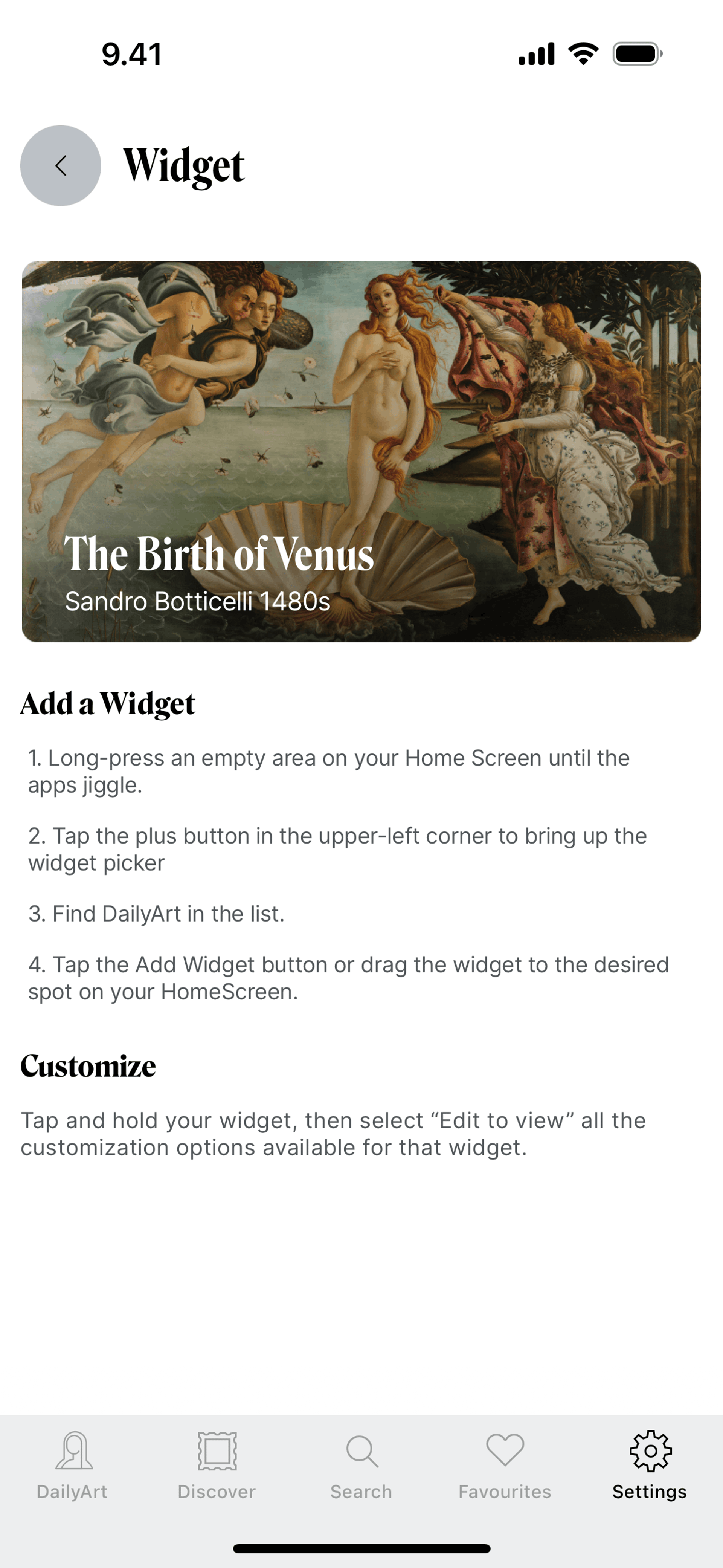 DailyArt iOS UI screenshot 5