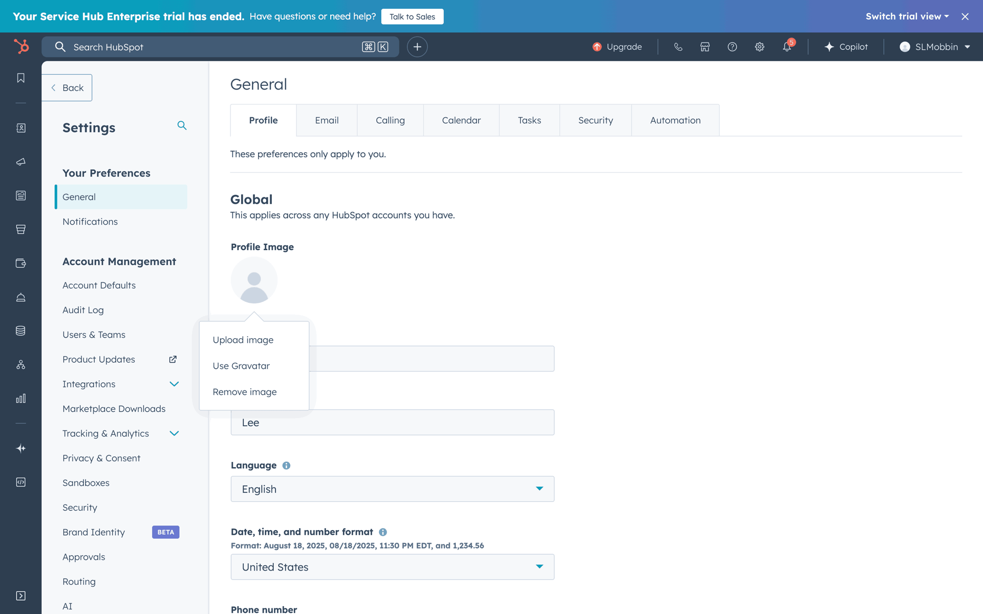 HubSpot Web UI screenshot 6