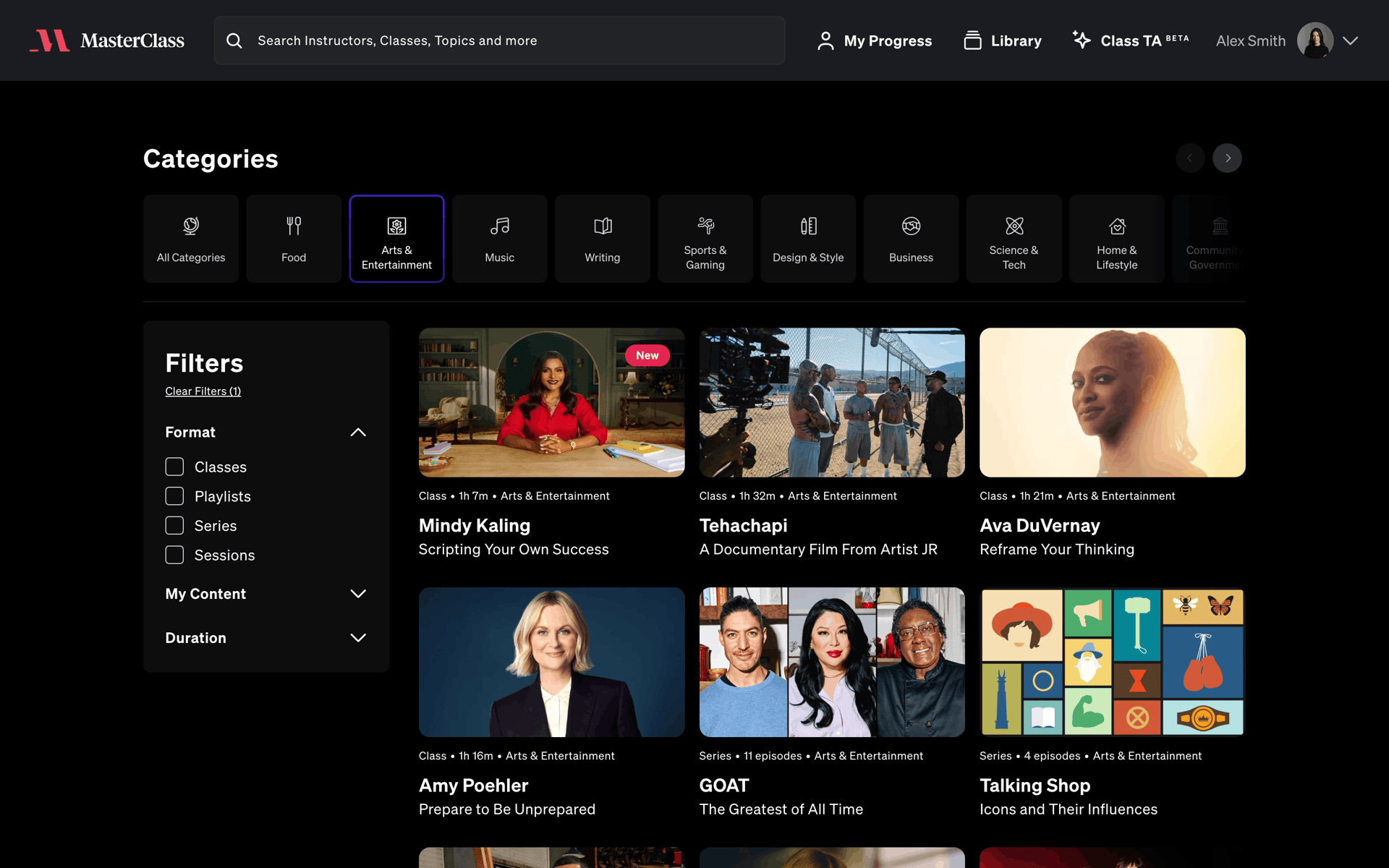 MasterClass Web UI screenshot 8