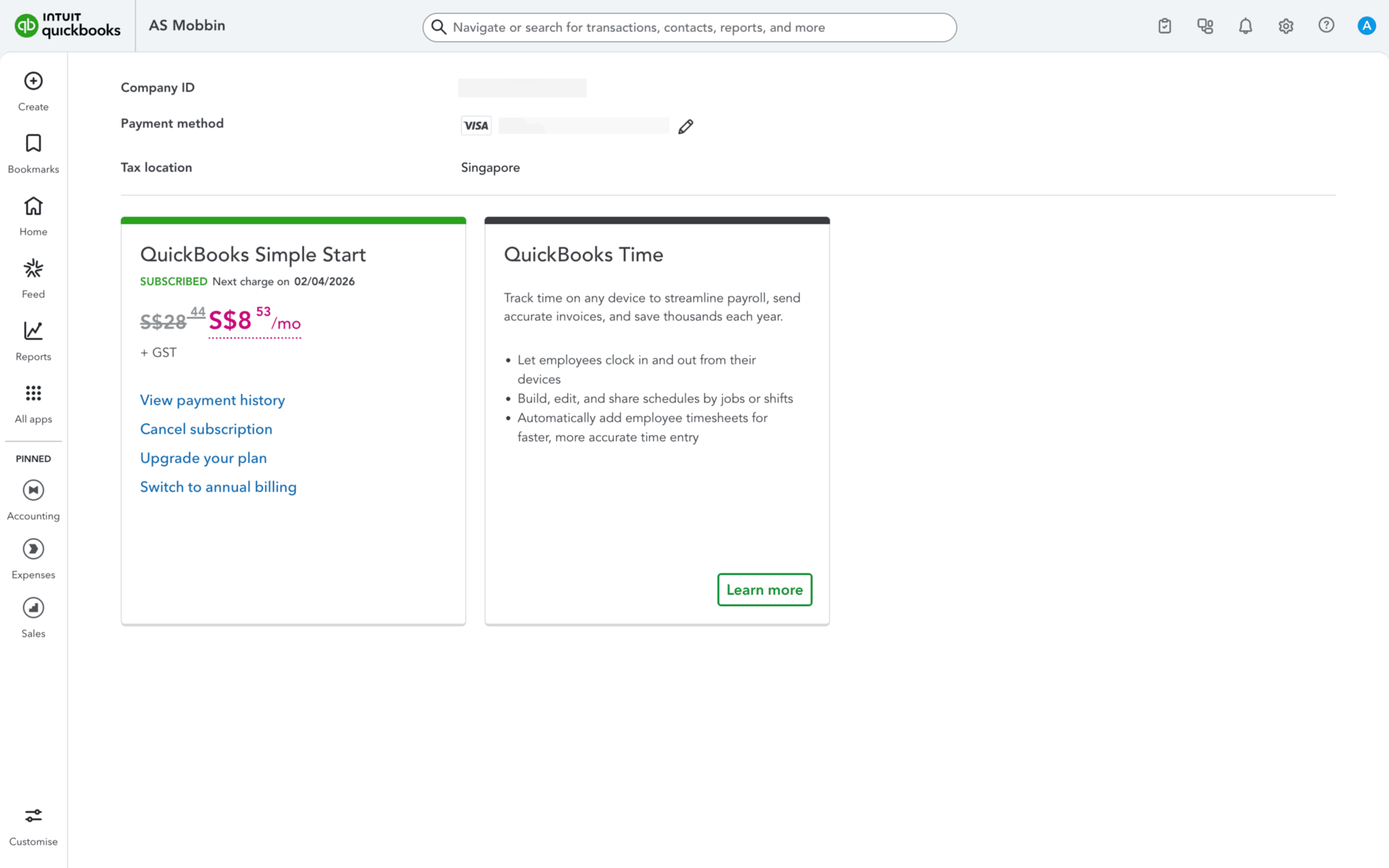 QuickBooks Web UI screenshot 4