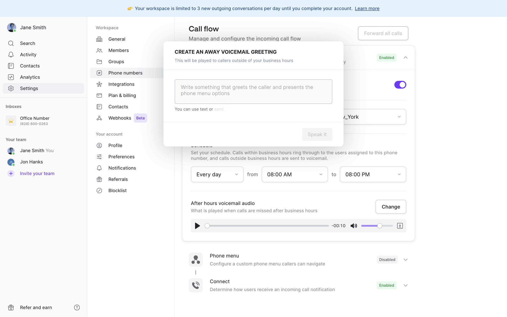 OpenPhone Web UI screenshot 6