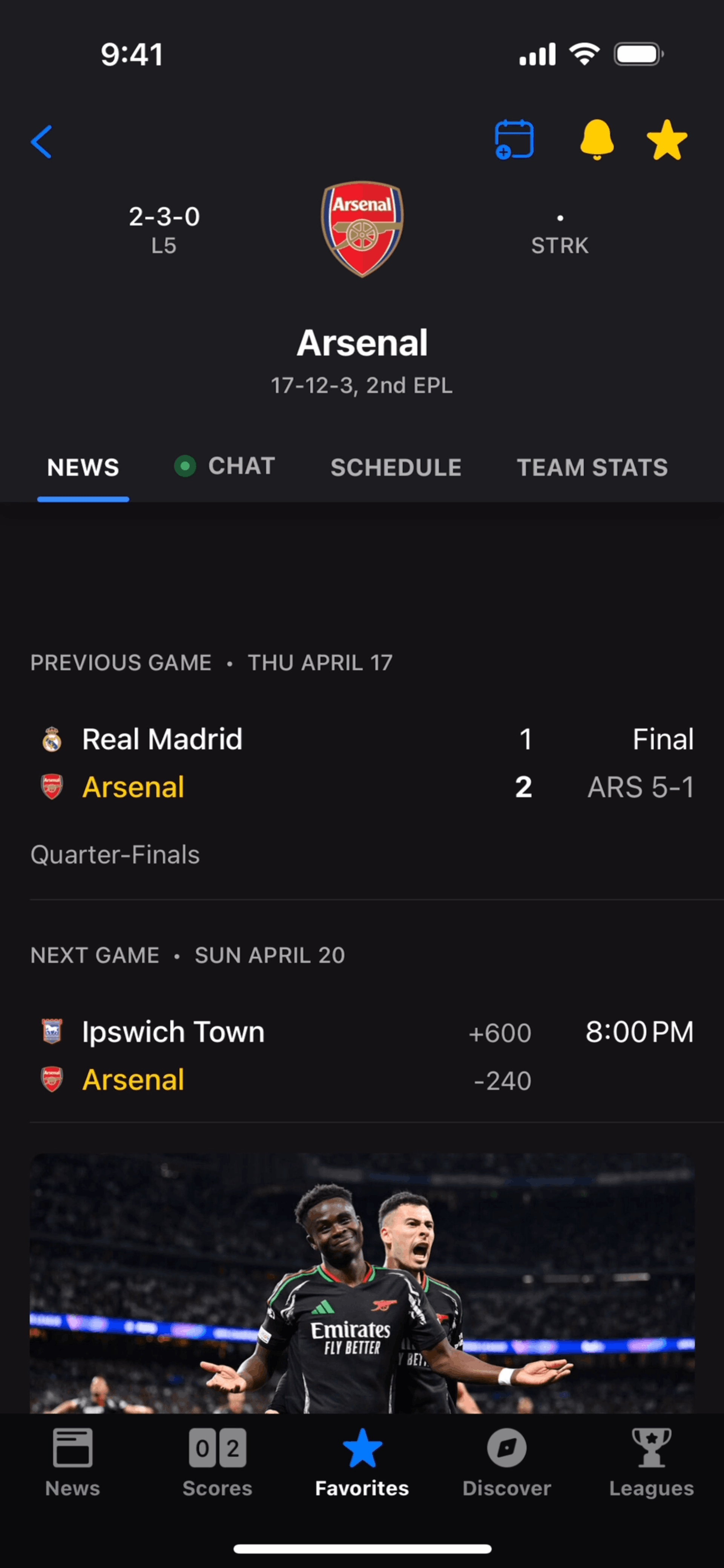 theScore iOS UI screenshot 4