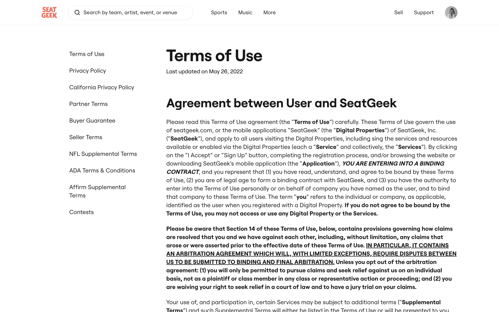 SeatGeek Web UI screenshot 16