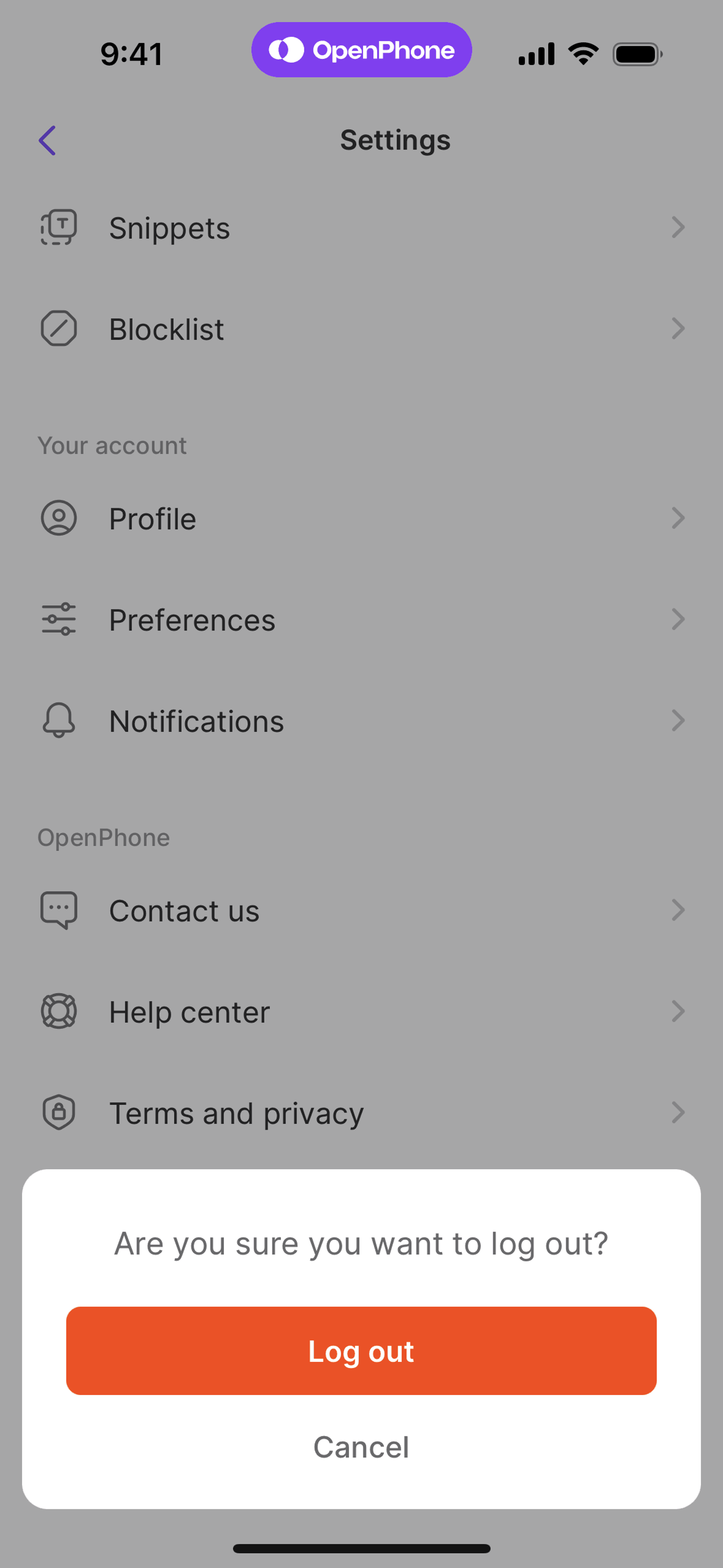 OpenPhone iOS UI screenshot 2