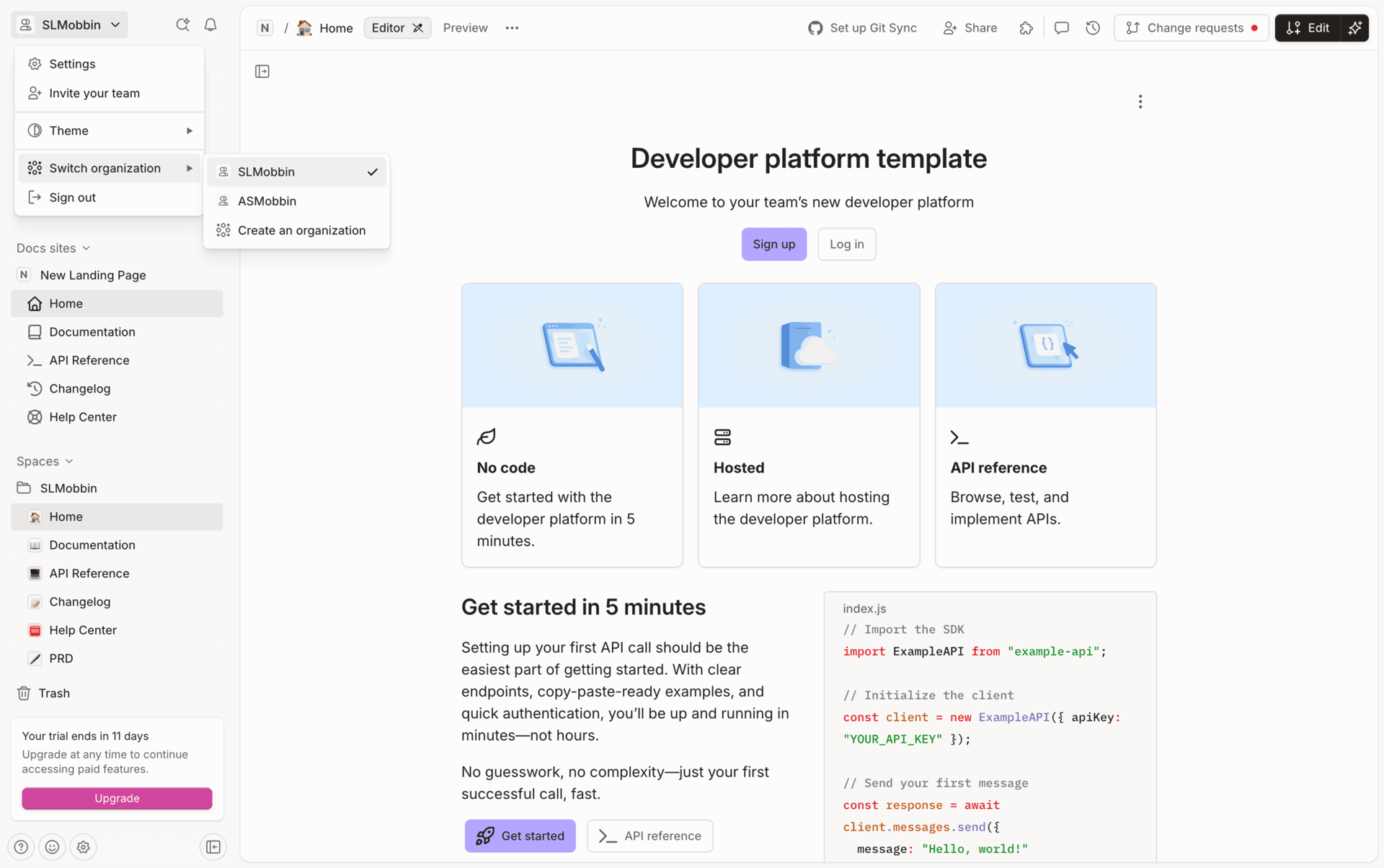 GitBook Web UI screenshot 6