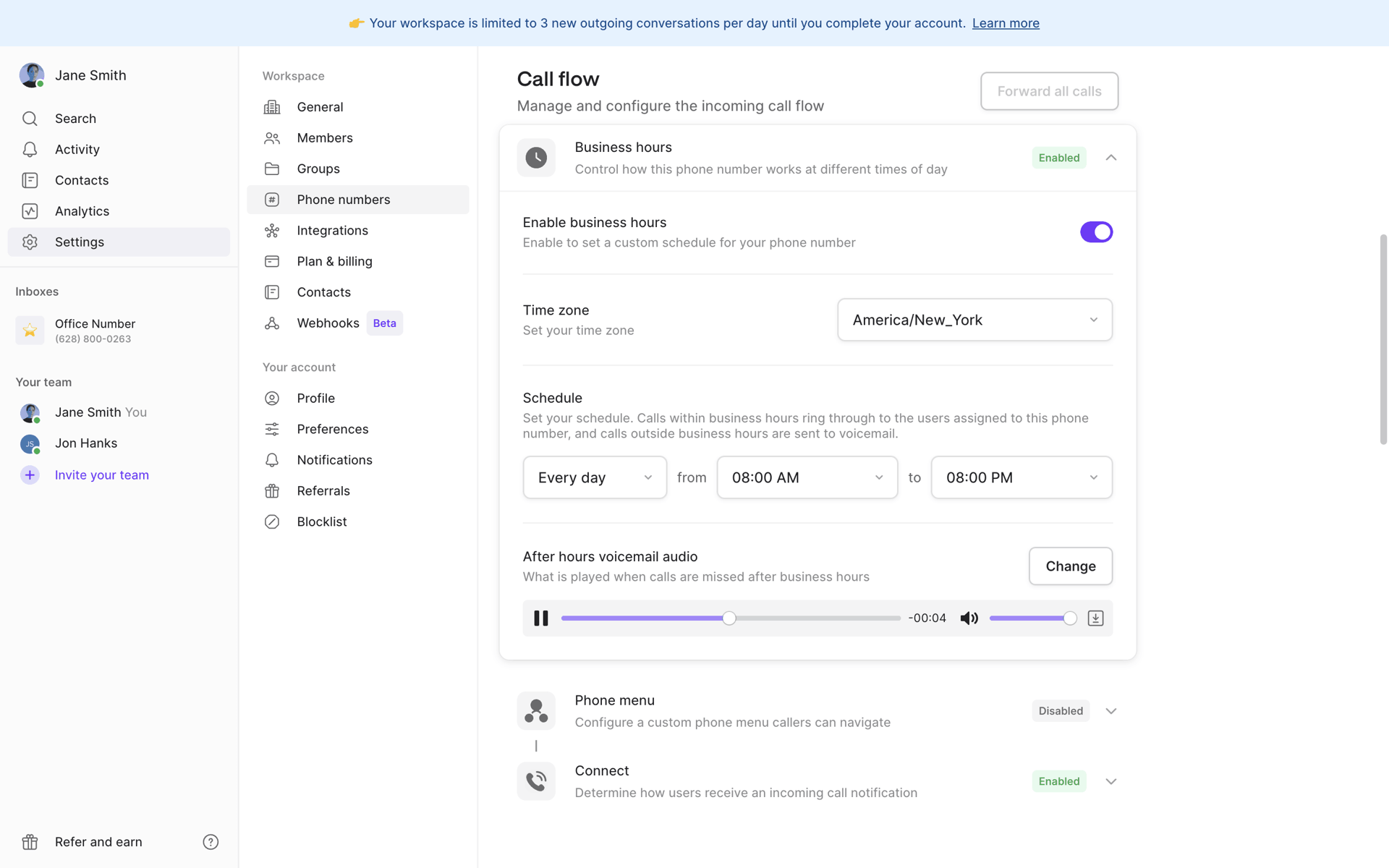 OpenPhone Web UI screenshot 8