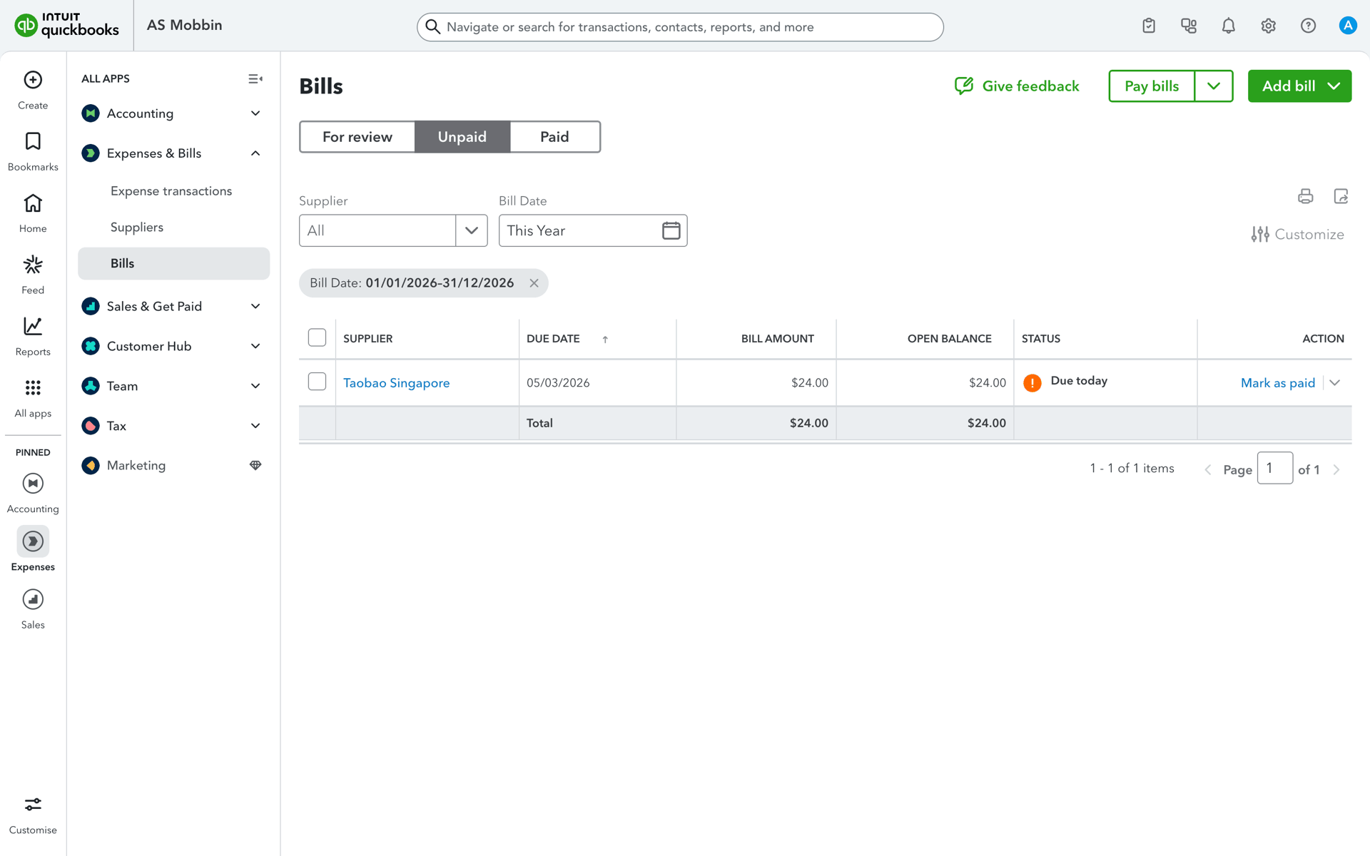 QuickBooks Web UI screenshot 5