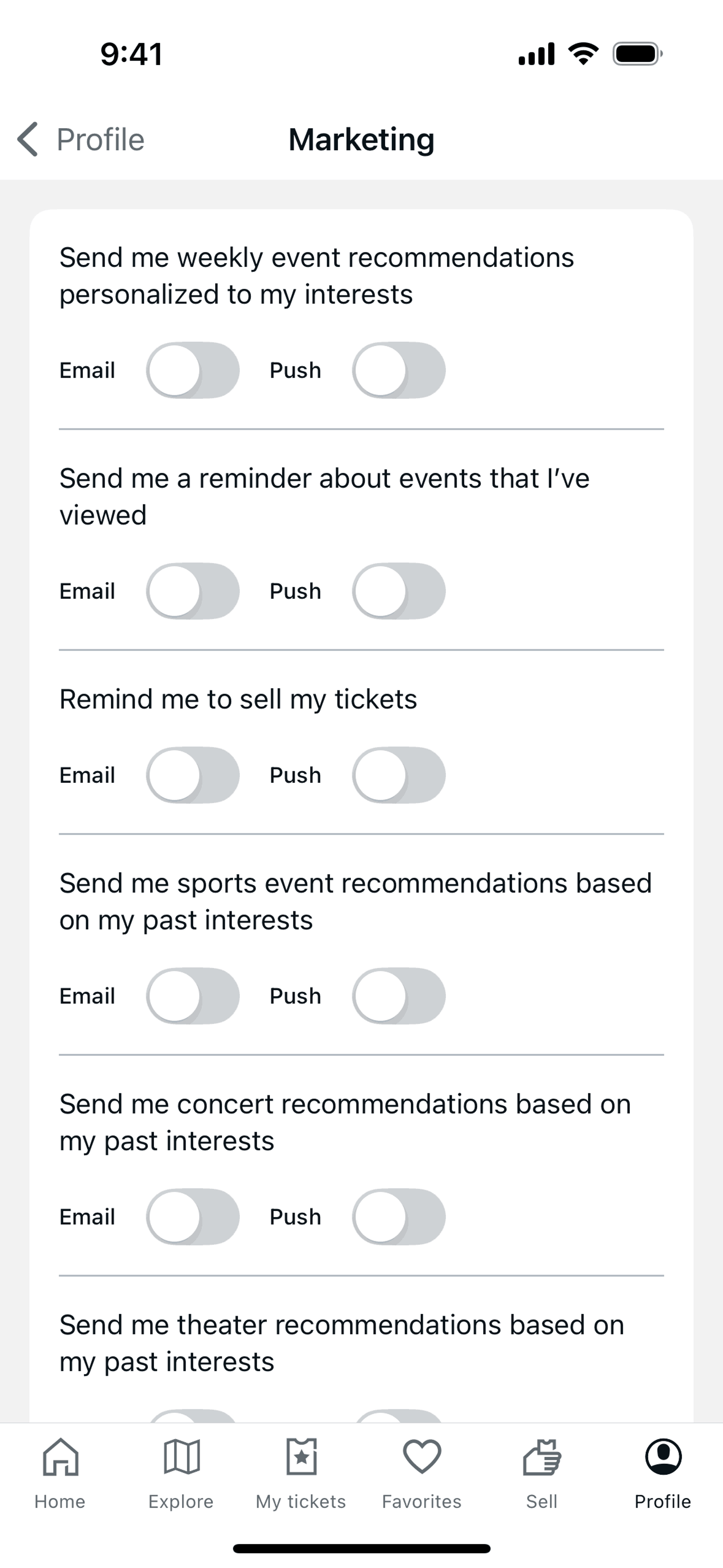 StubHub iOS UI screenshot 14