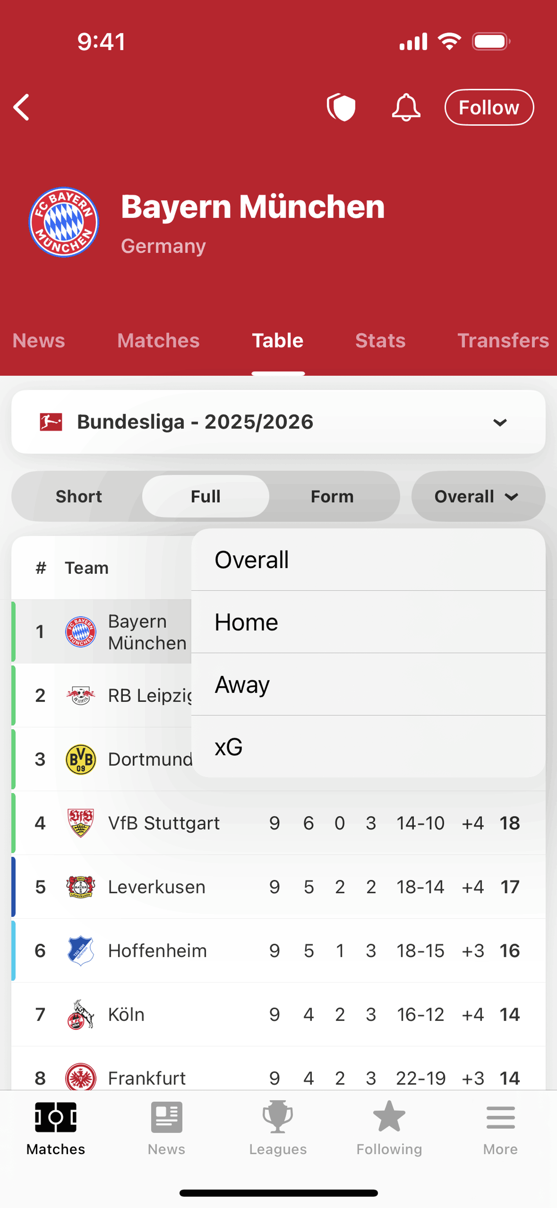 FotMob iOS UI screenshot 10