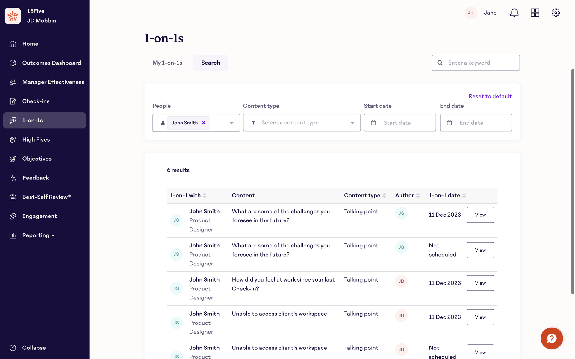 15Five Web UI screenshot 10