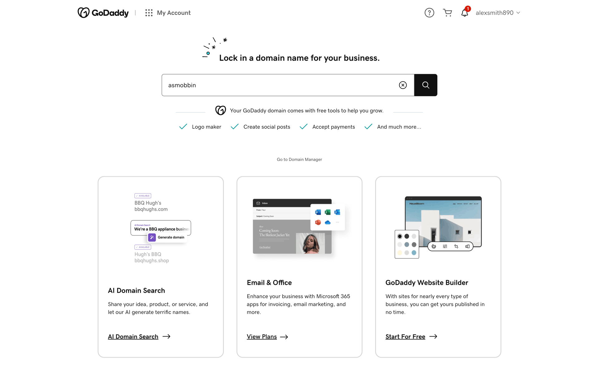 GoDaddy Web UI screenshot 5