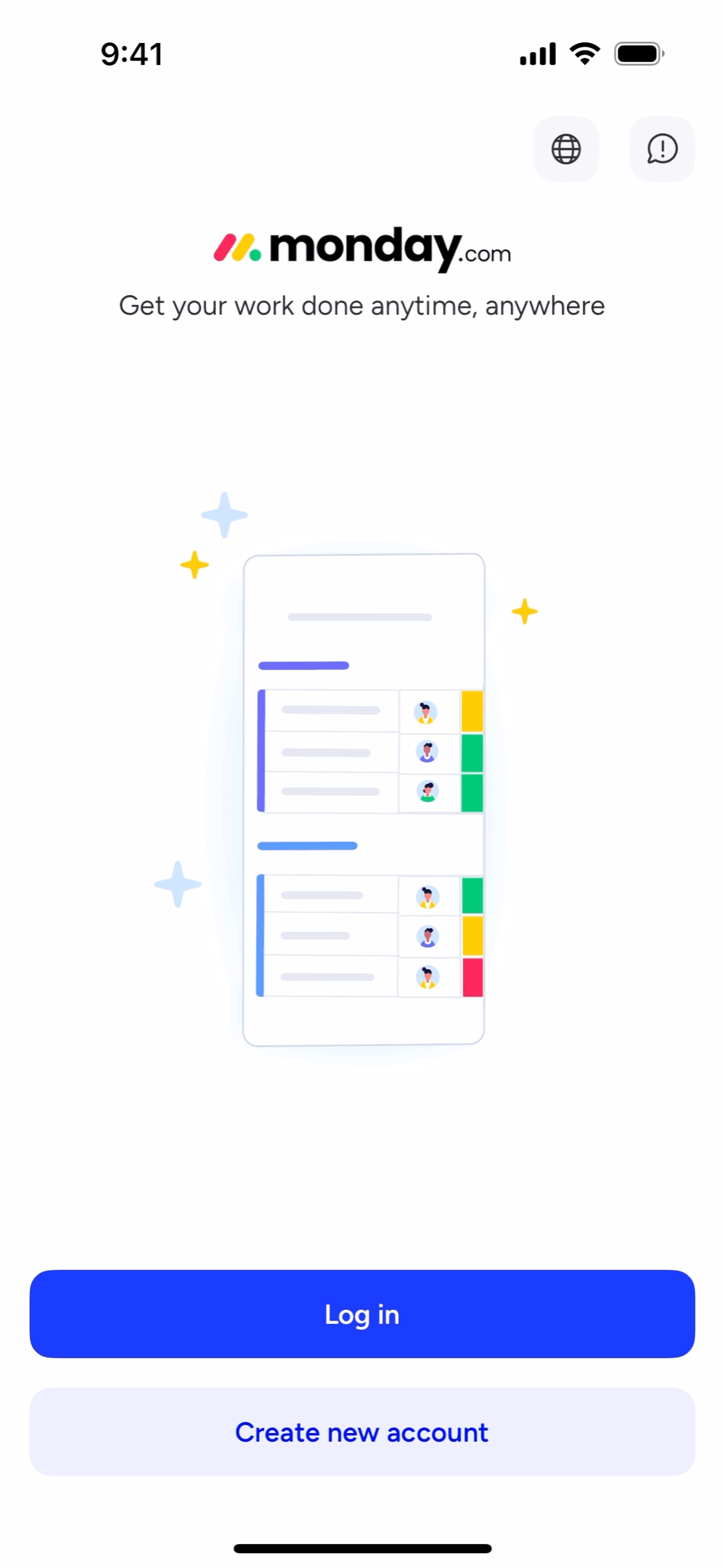 monday.com iOS UI screenshot 2