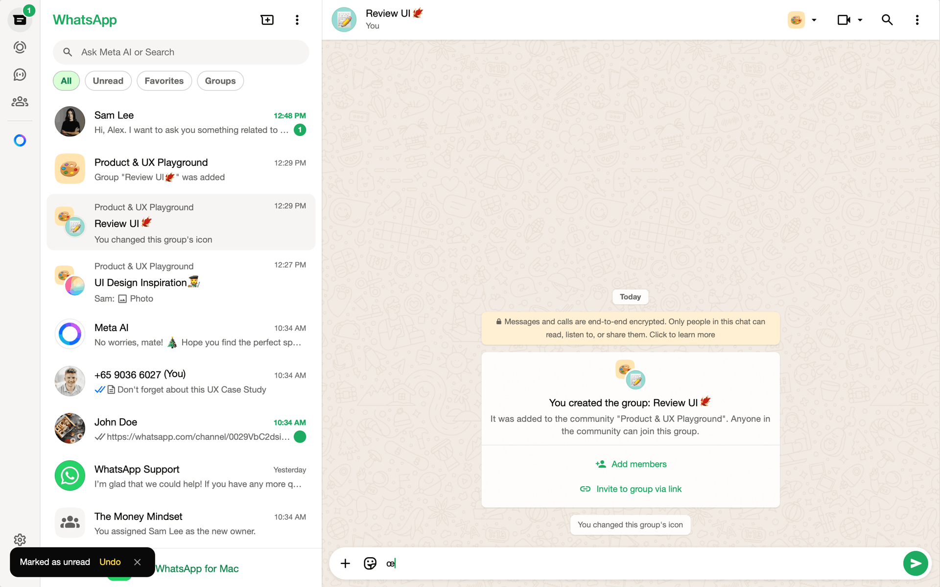 WhatsApp Web UI screenshot 8