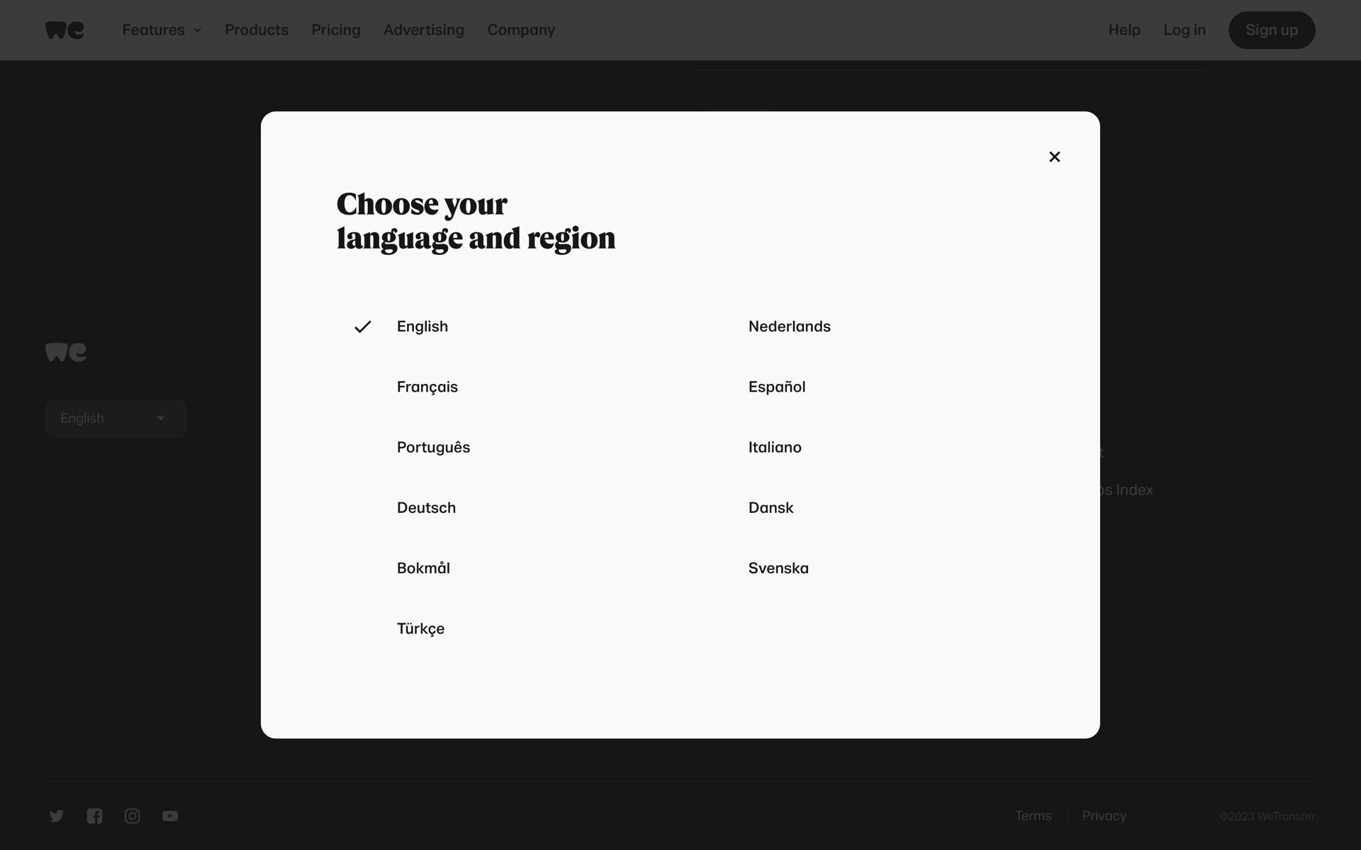 WeTransfer Web UI screenshot 20