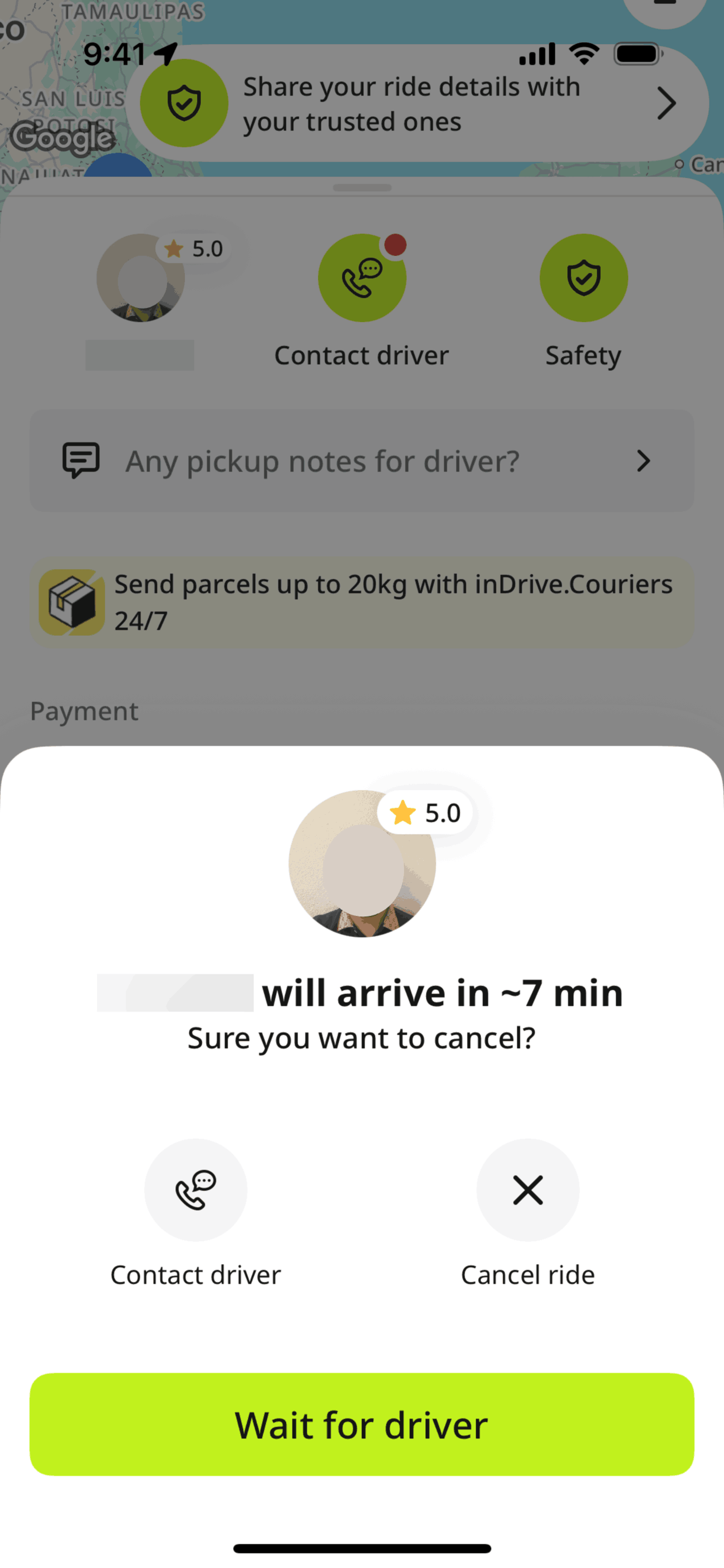 inDrive iOS UI screenshot 2