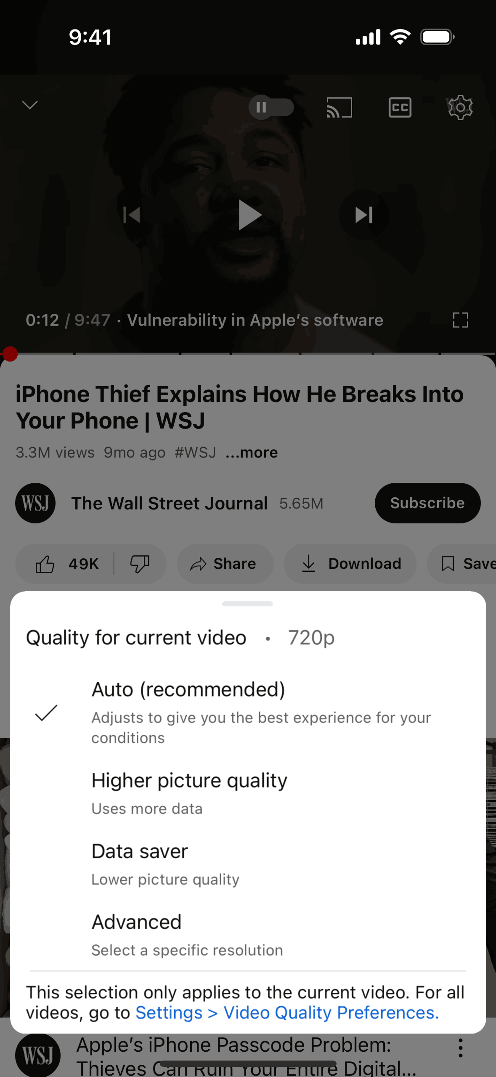YouTube iOS UI screenshot 19