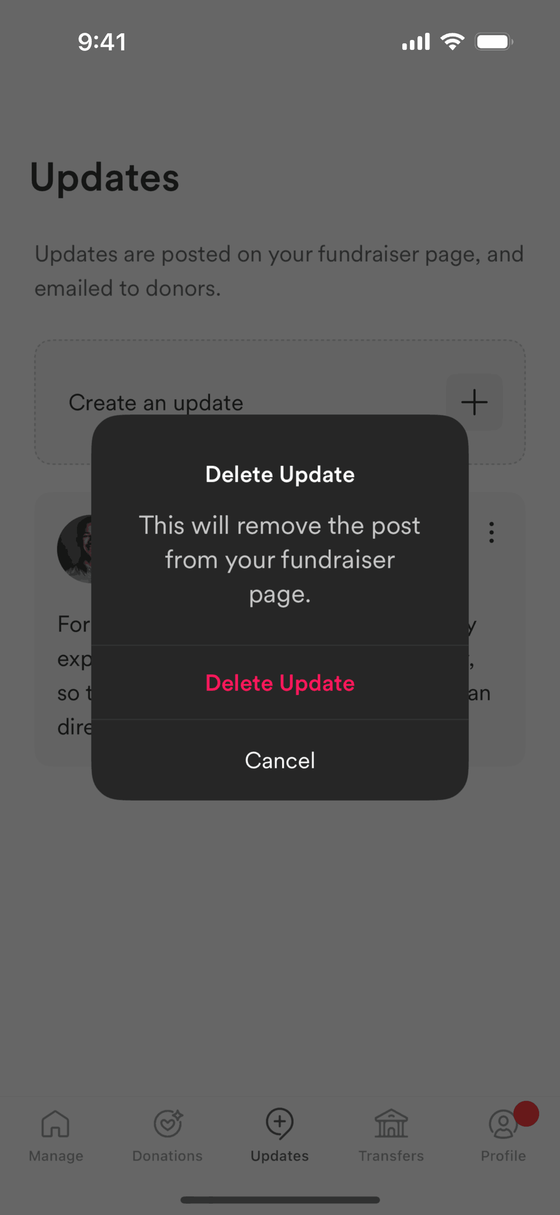 GoFundMe iOS UI screenshot 10