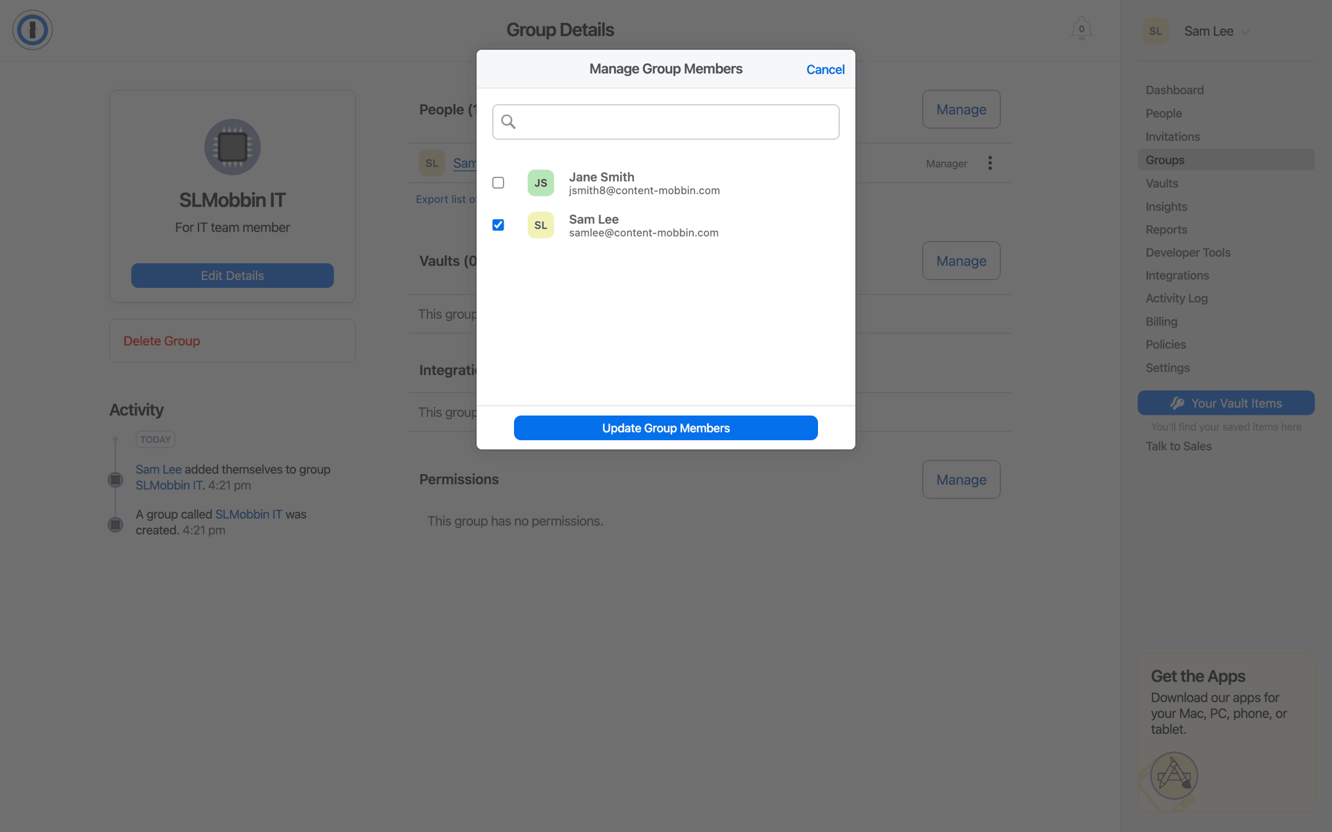 1Password Web UI screenshot 5