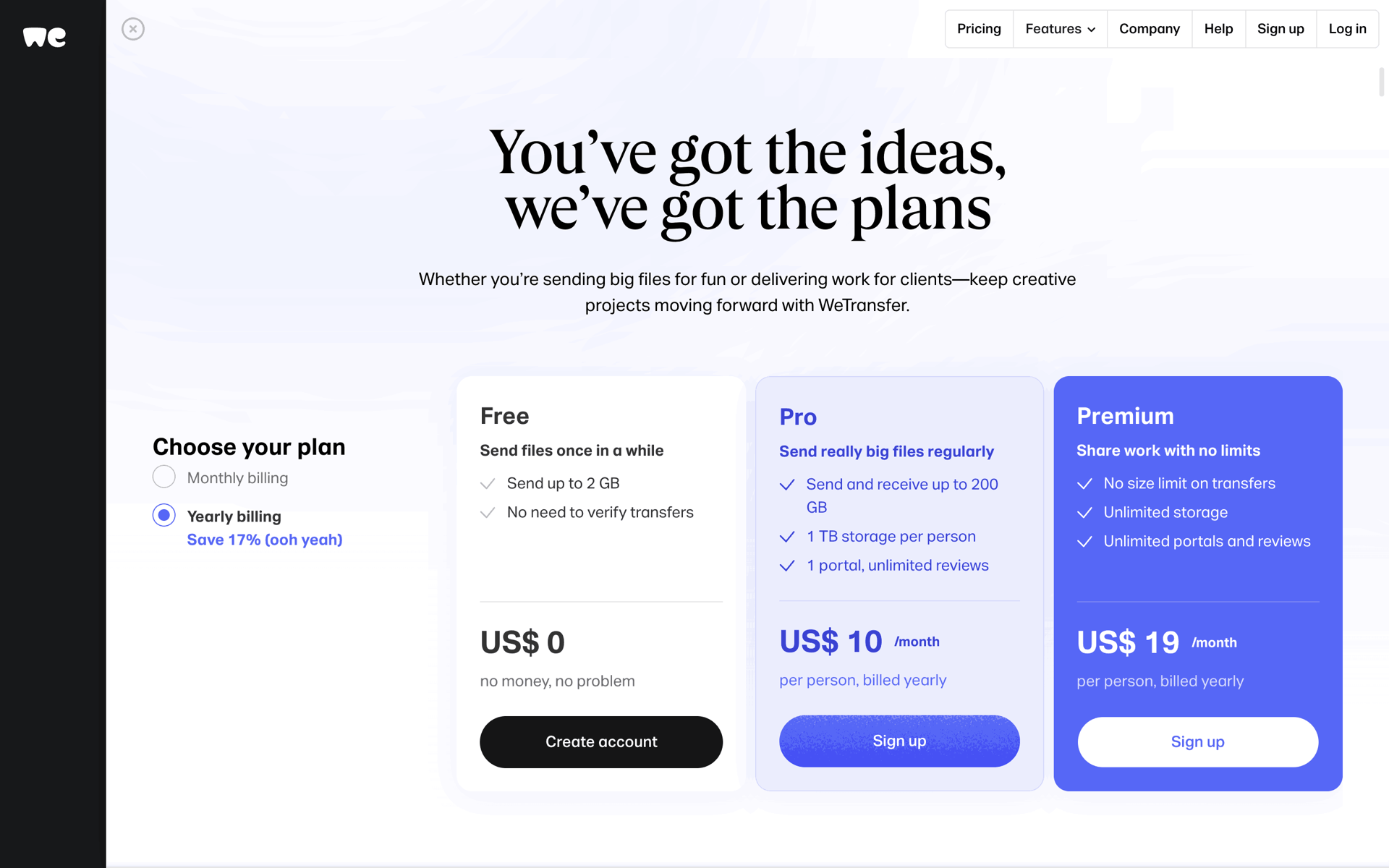 WeTransfer Web UI screenshot 12
