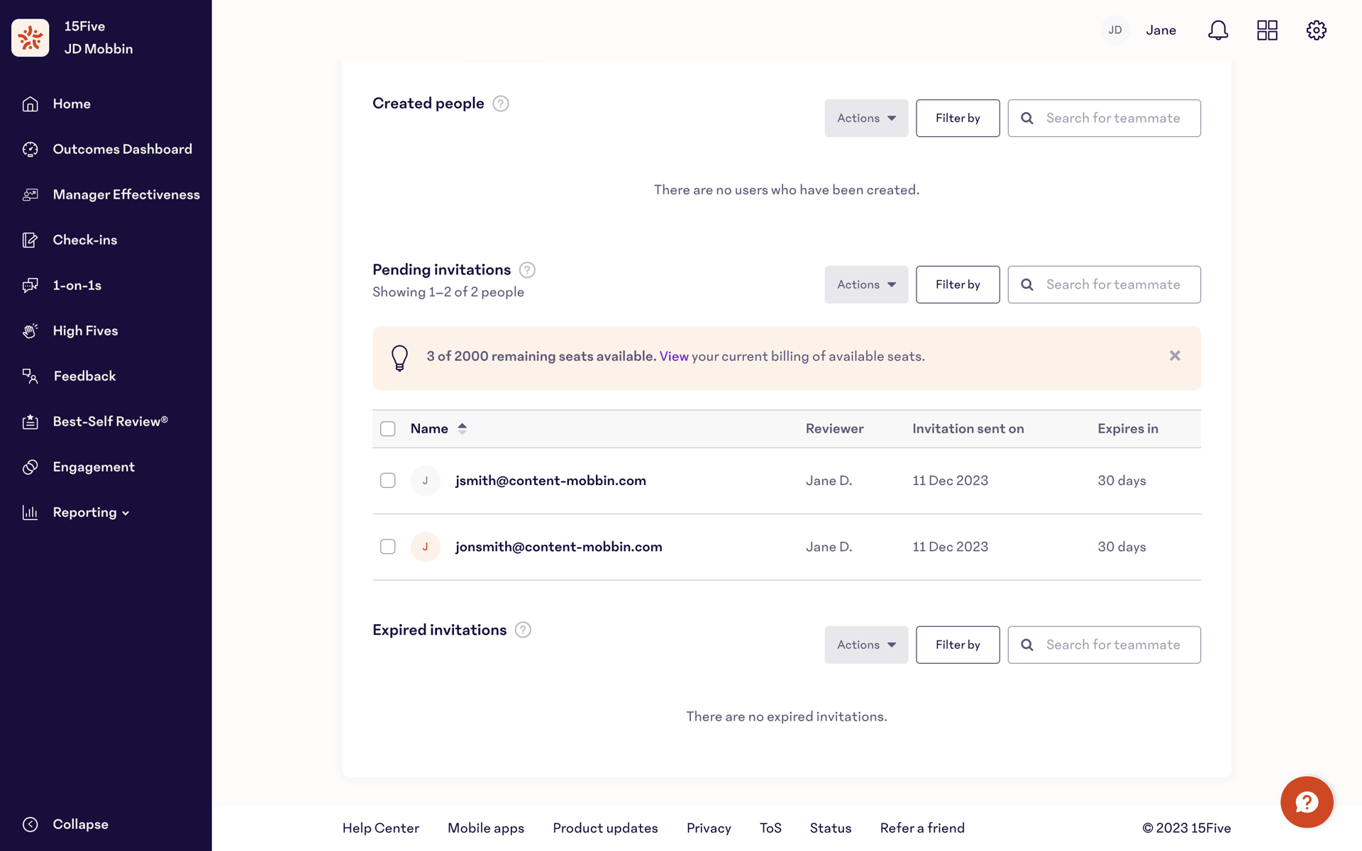15Five Web UI screenshot 19