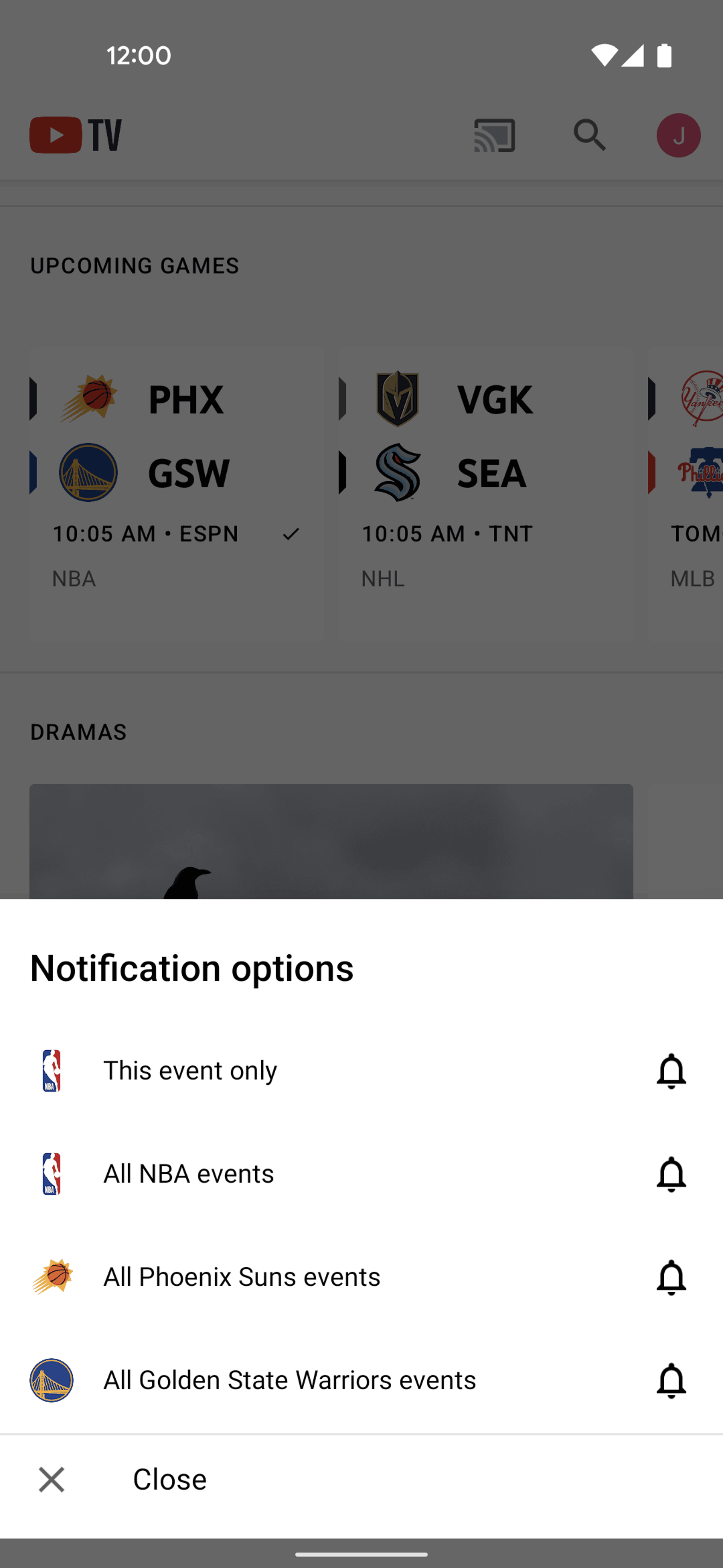 YouTube TV Android UI screenshot 8