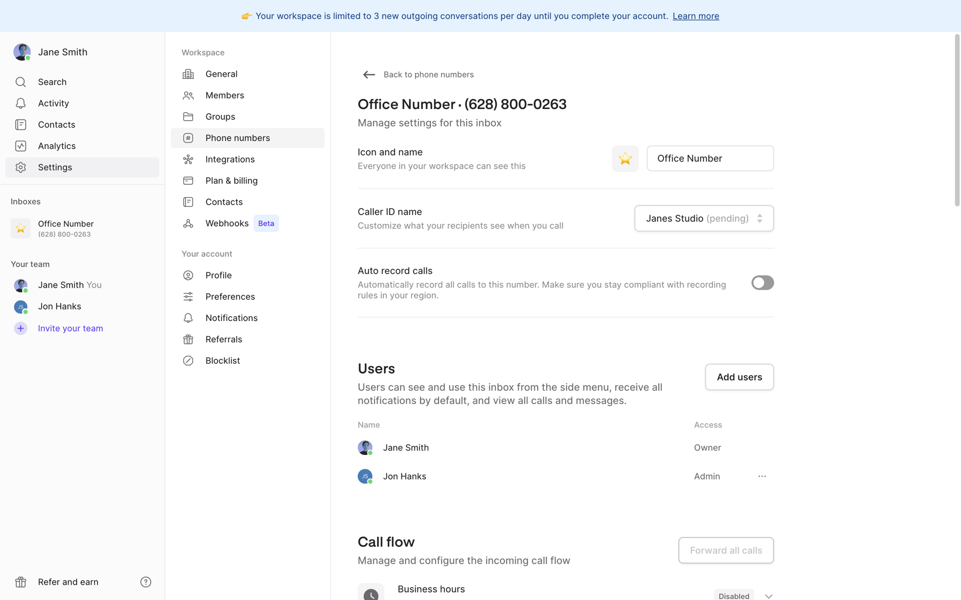 OpenPhone Web UI screenshot 15