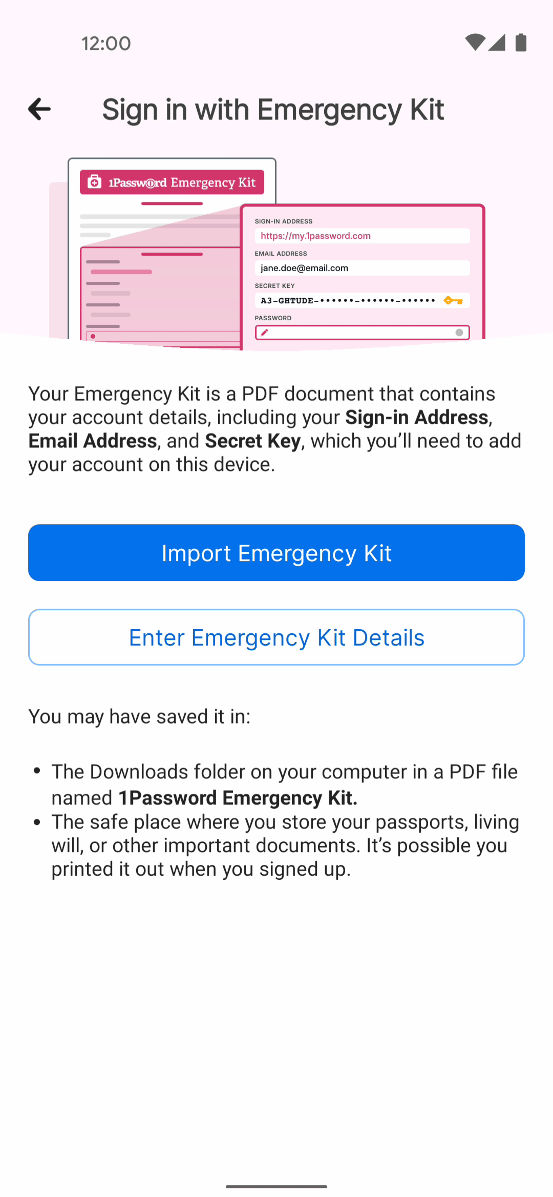 1Password Android UI screenshot 16