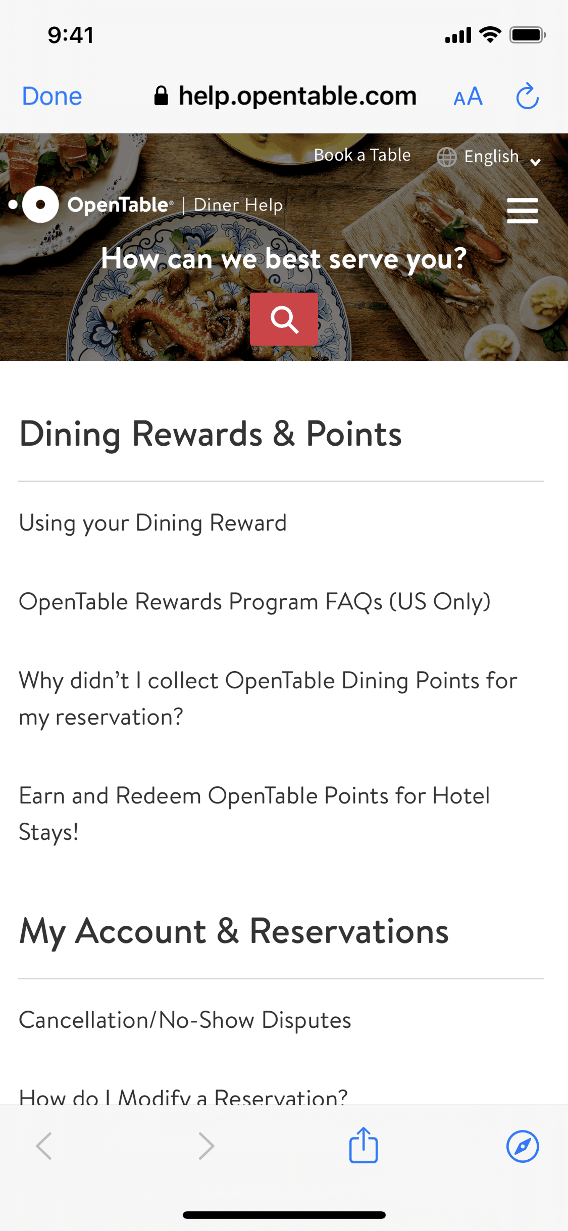 OpenTable iOS UI screenshot 13
