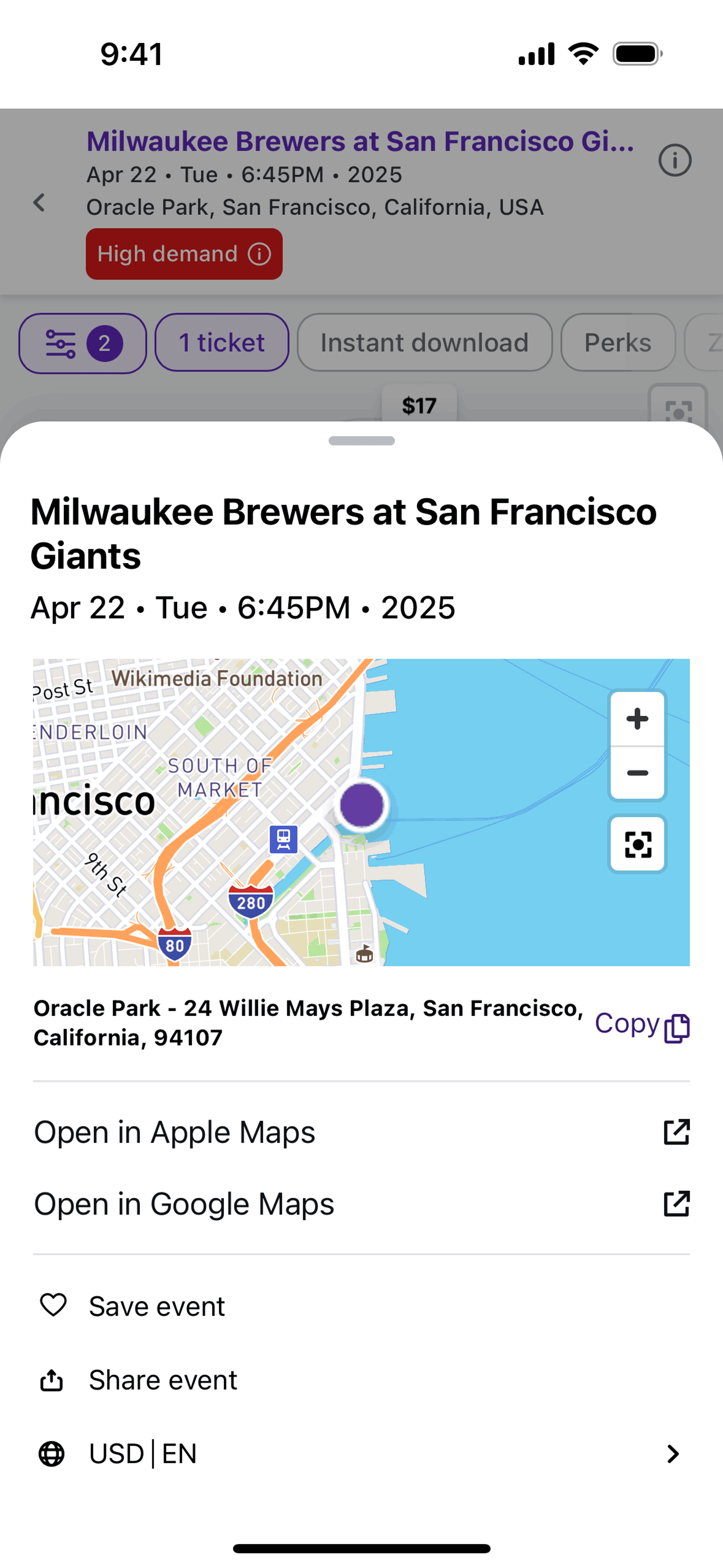 StubHub iOS UI screenshot 13