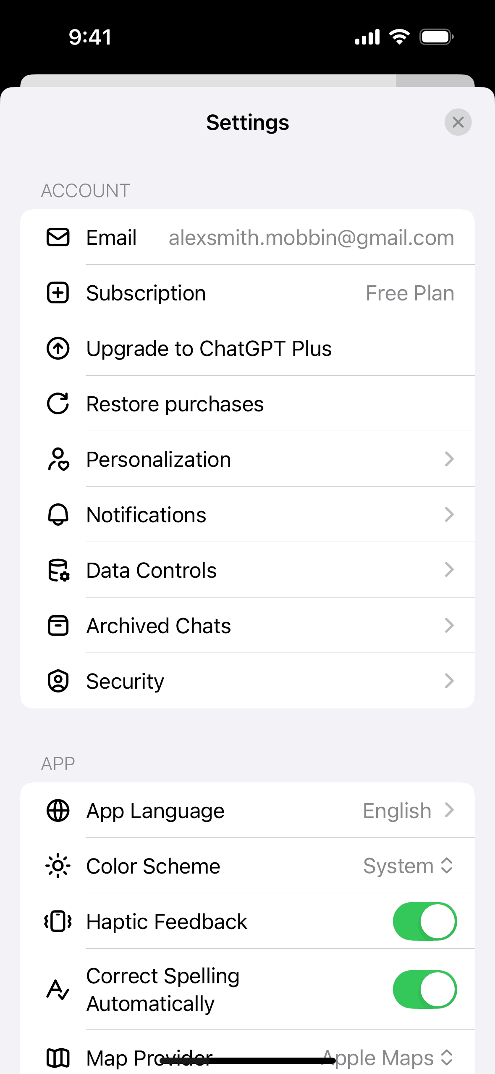 ChatGPT iOS UI screenshot 20