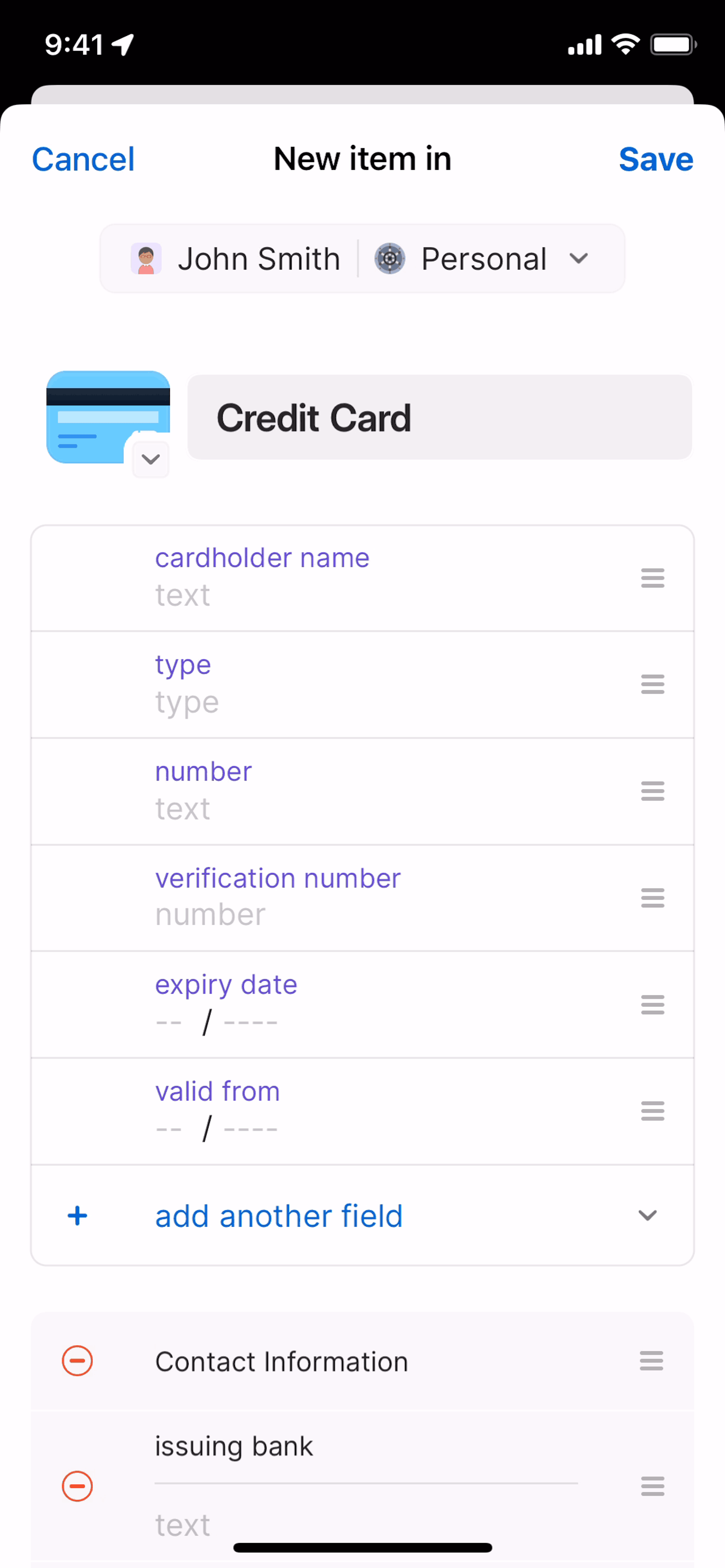1Password iOS UI screenshot 14