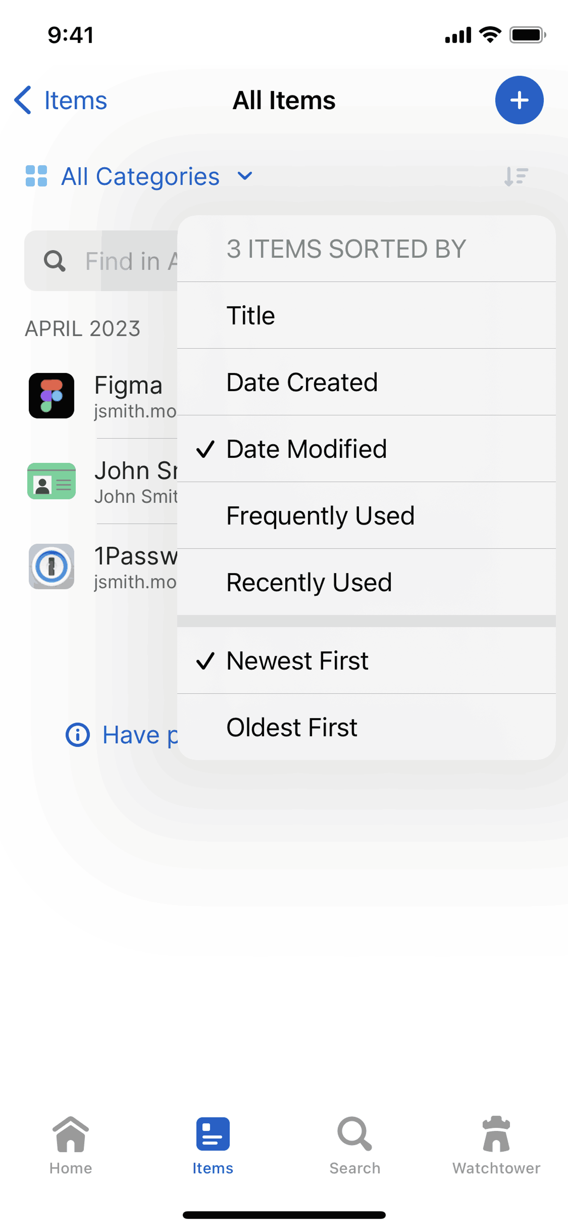 1Password iOS UI screenshot 8