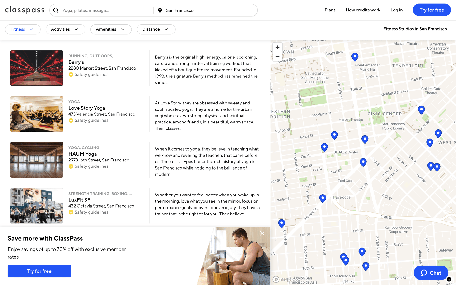 ClassPass Web UI screenshot 10