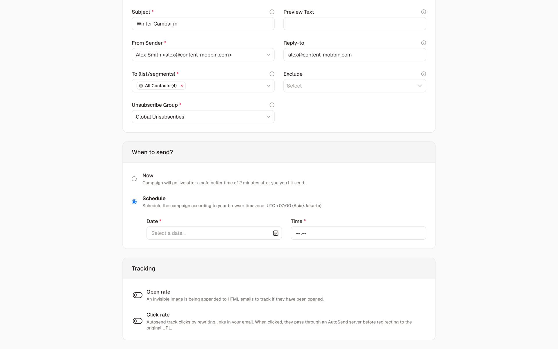 AutoSend Web UI screenshot 12