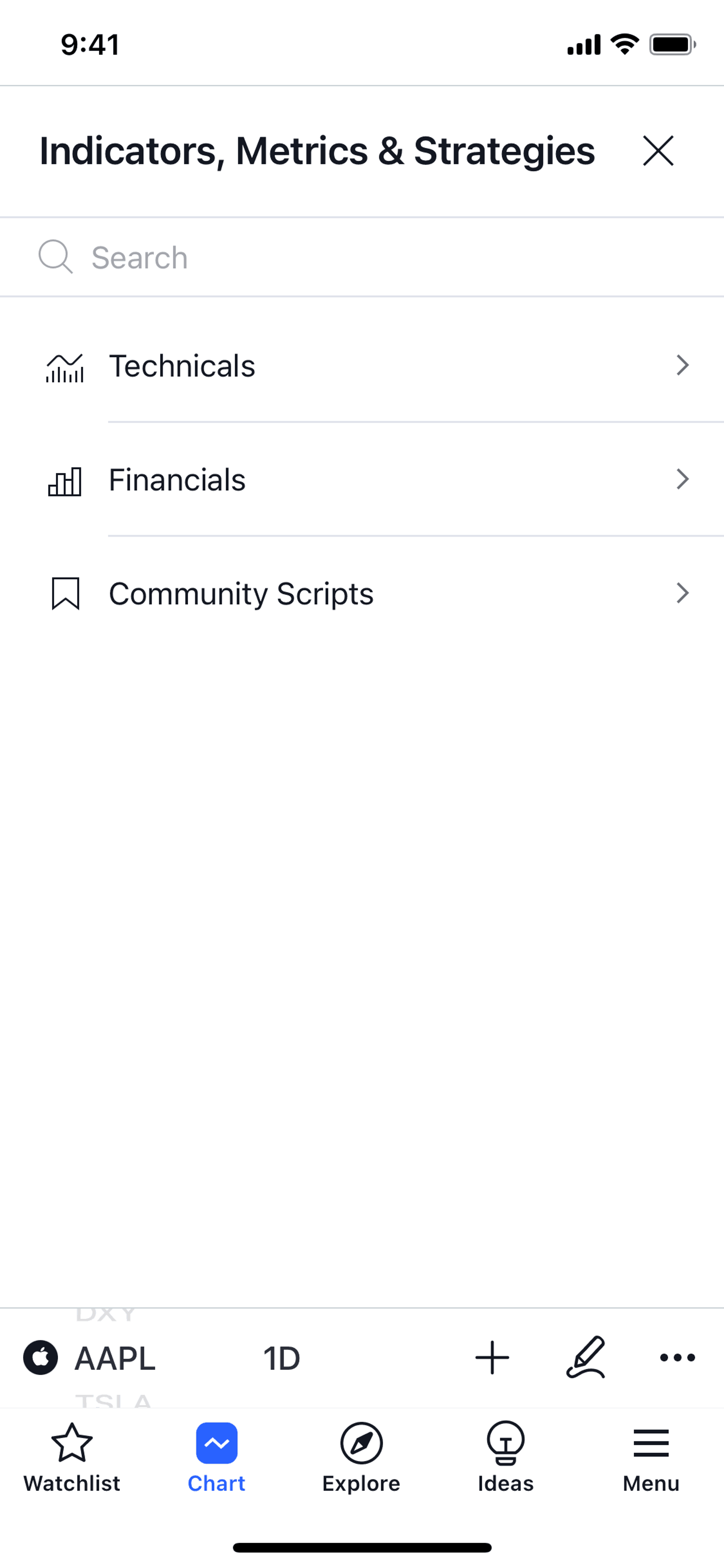 TradingView iOS UI screenshot 7