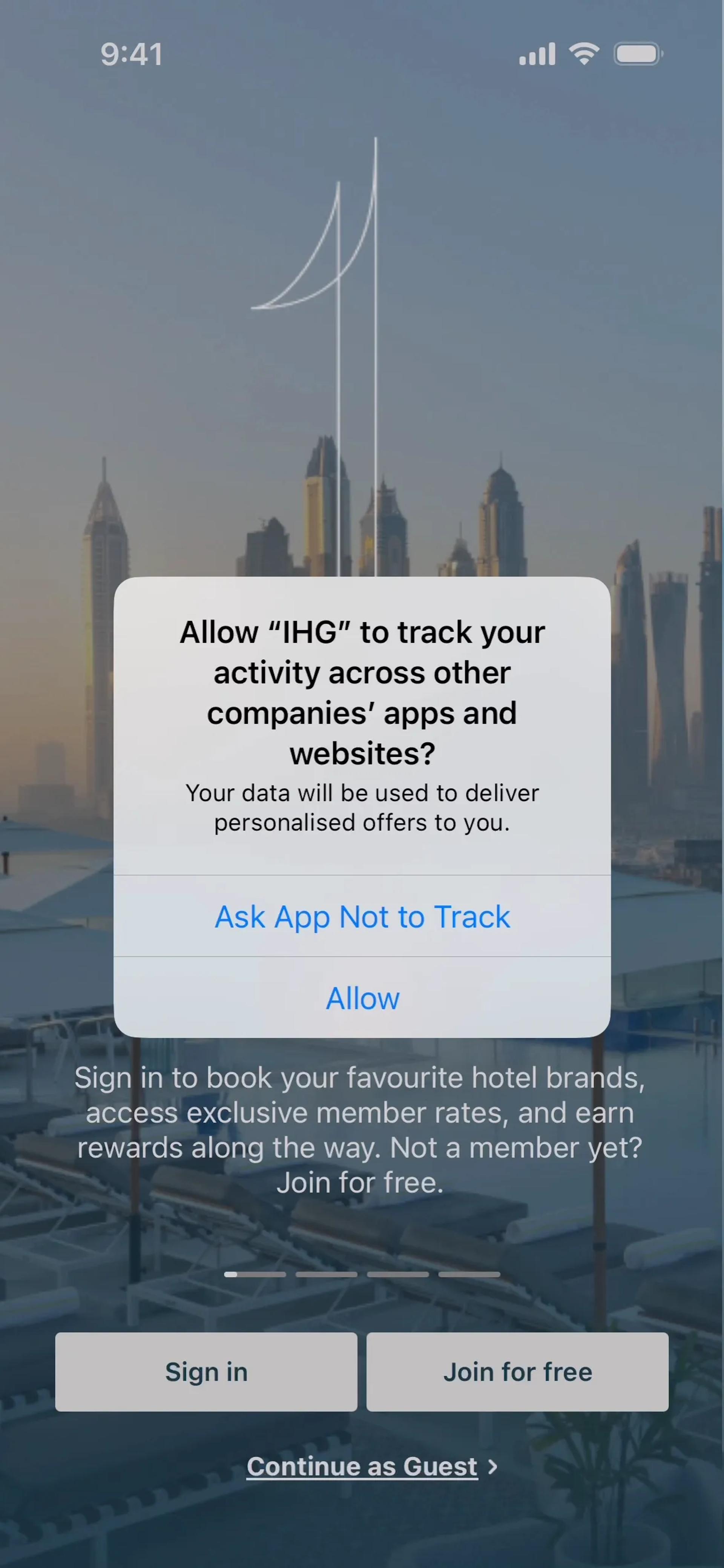IHG Hotels & Rewards iOS UI screenshot 2