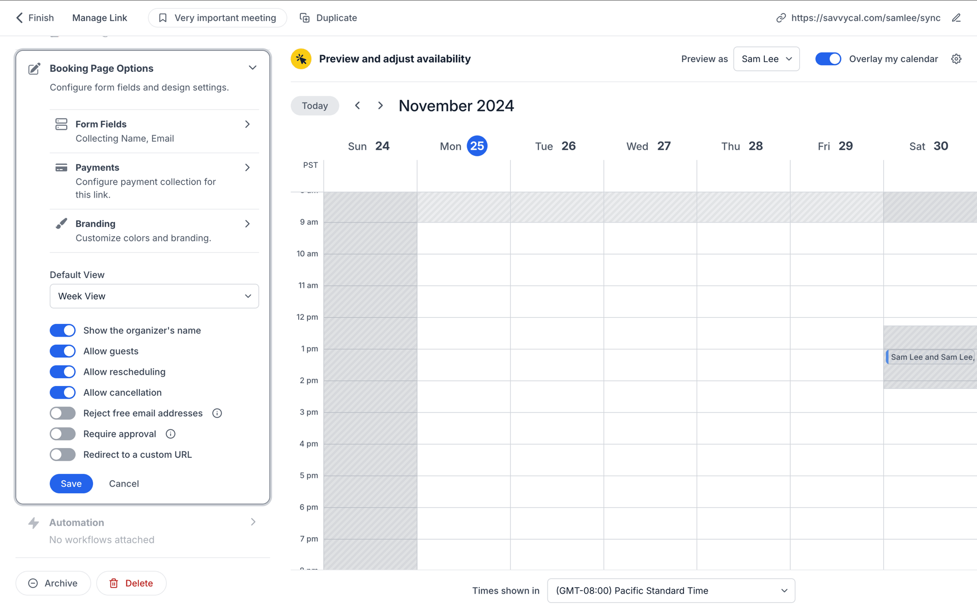 SavvyCal Web UI screenshot 6