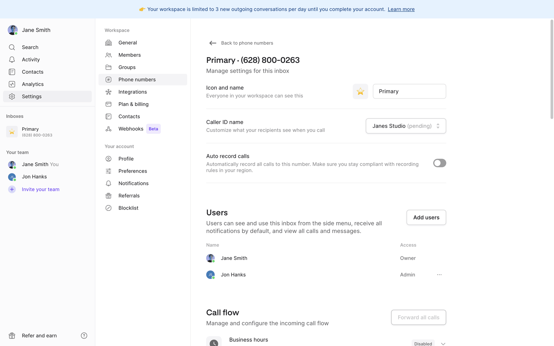OpenPhone Web UI screenshot 19