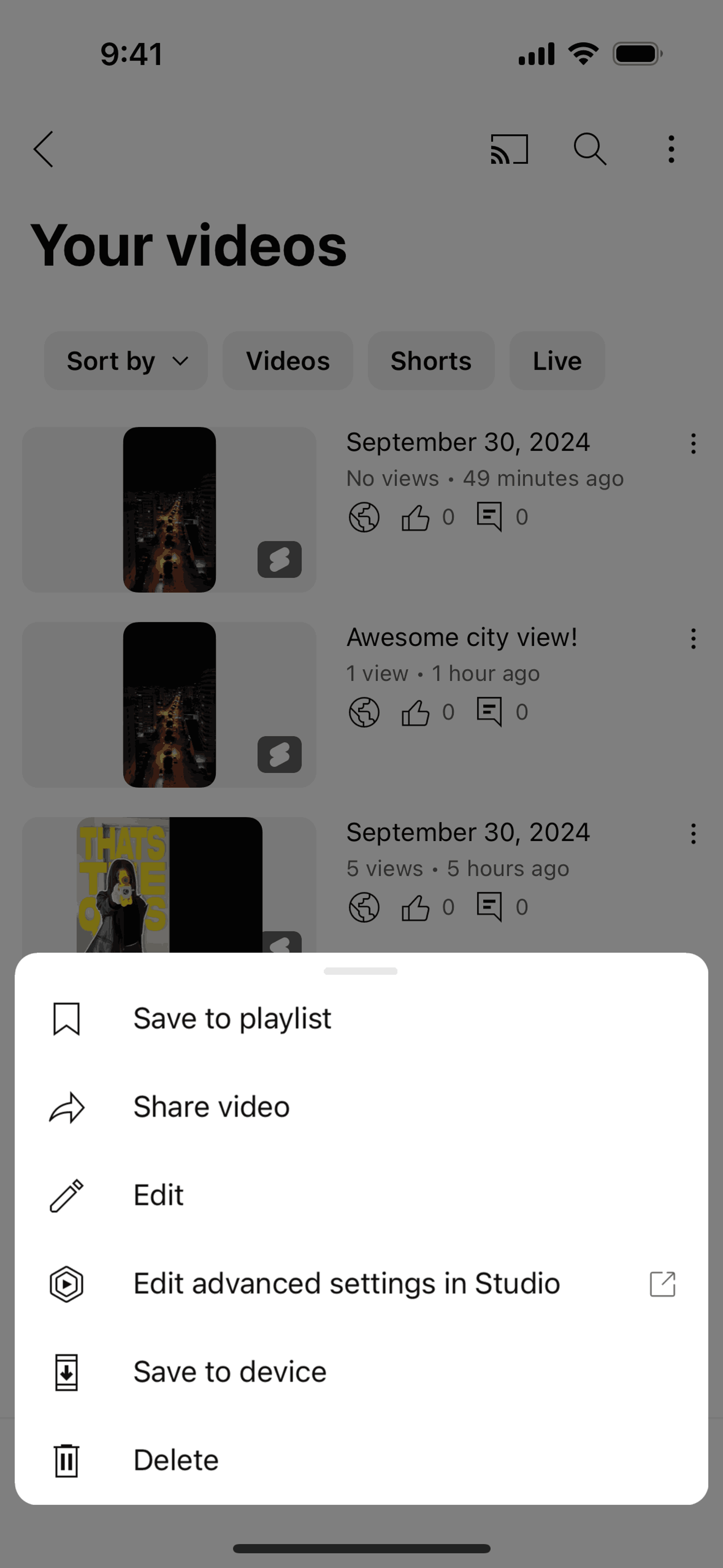 YouTube iOS UI screenshot 16