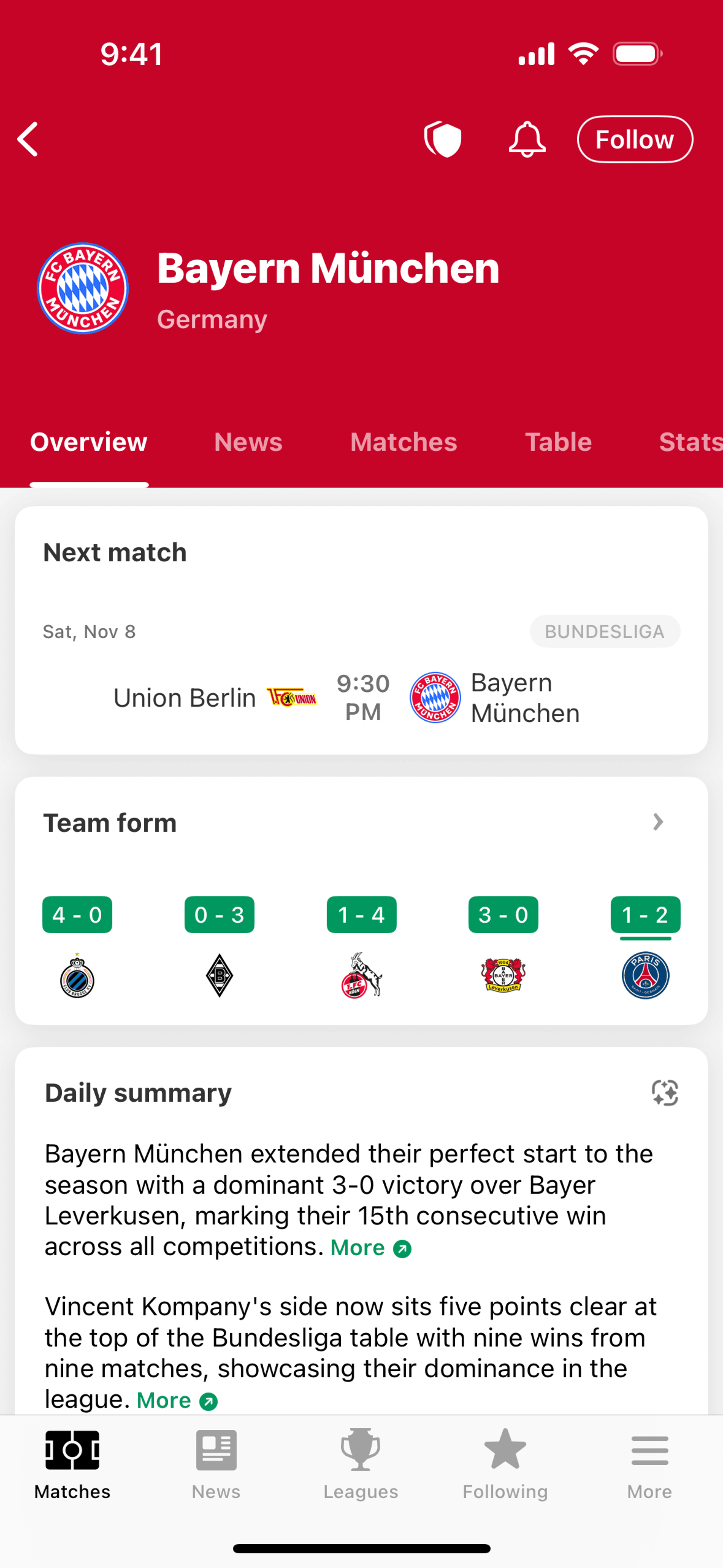 FotMob iOS UI screenshot 8