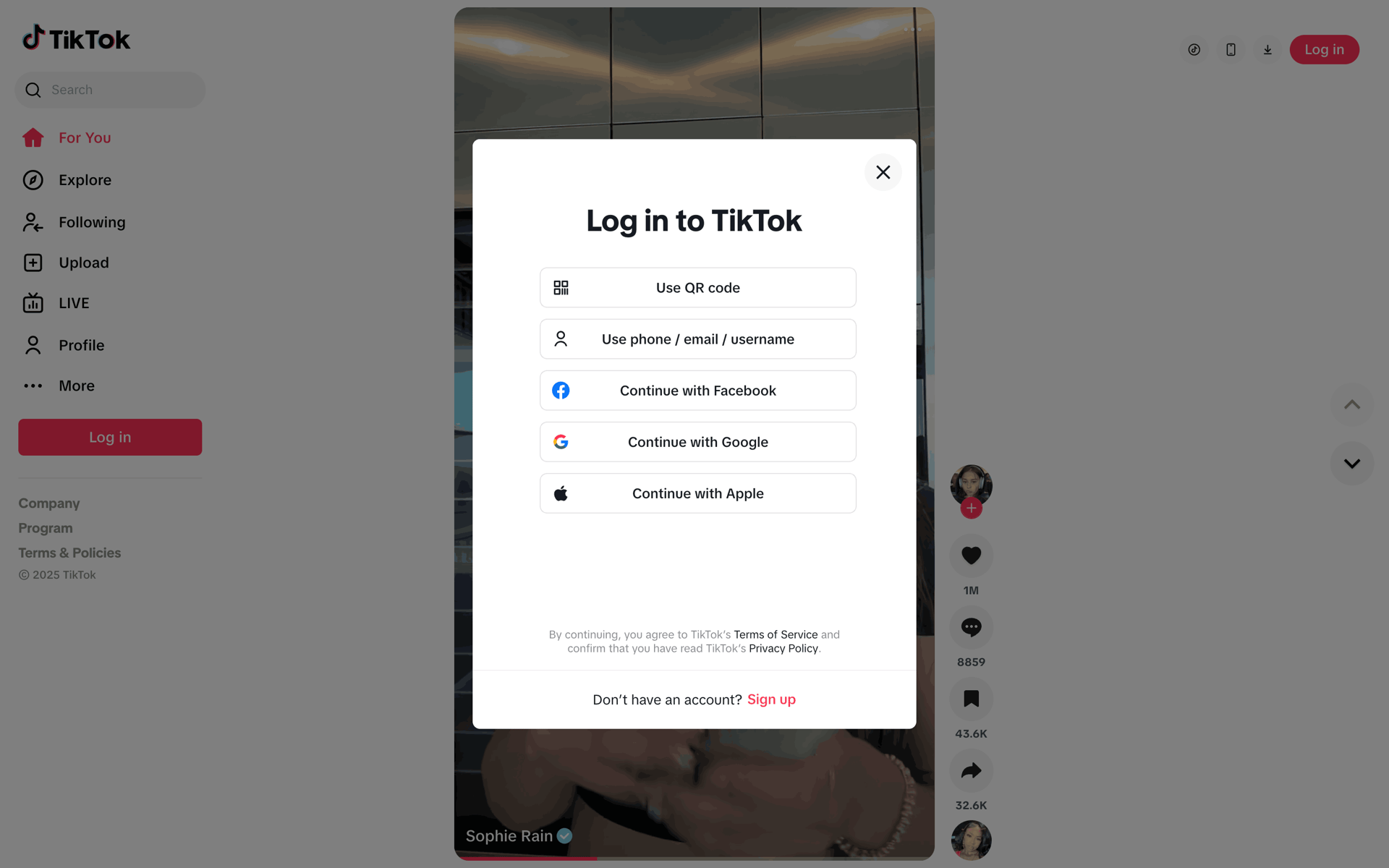 TikTok Web UI screenshot 22
