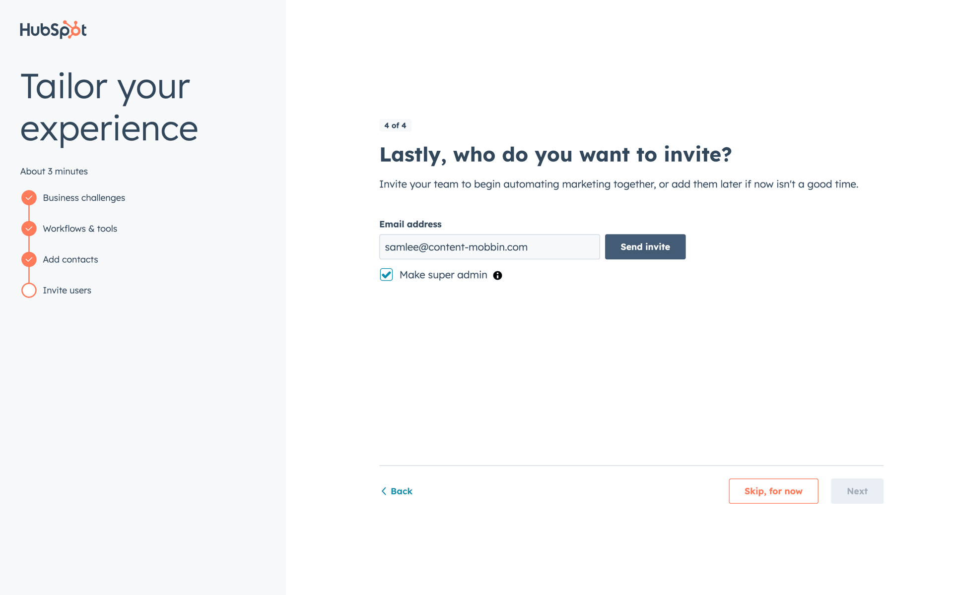 HubSpot Web UI screenshot 17