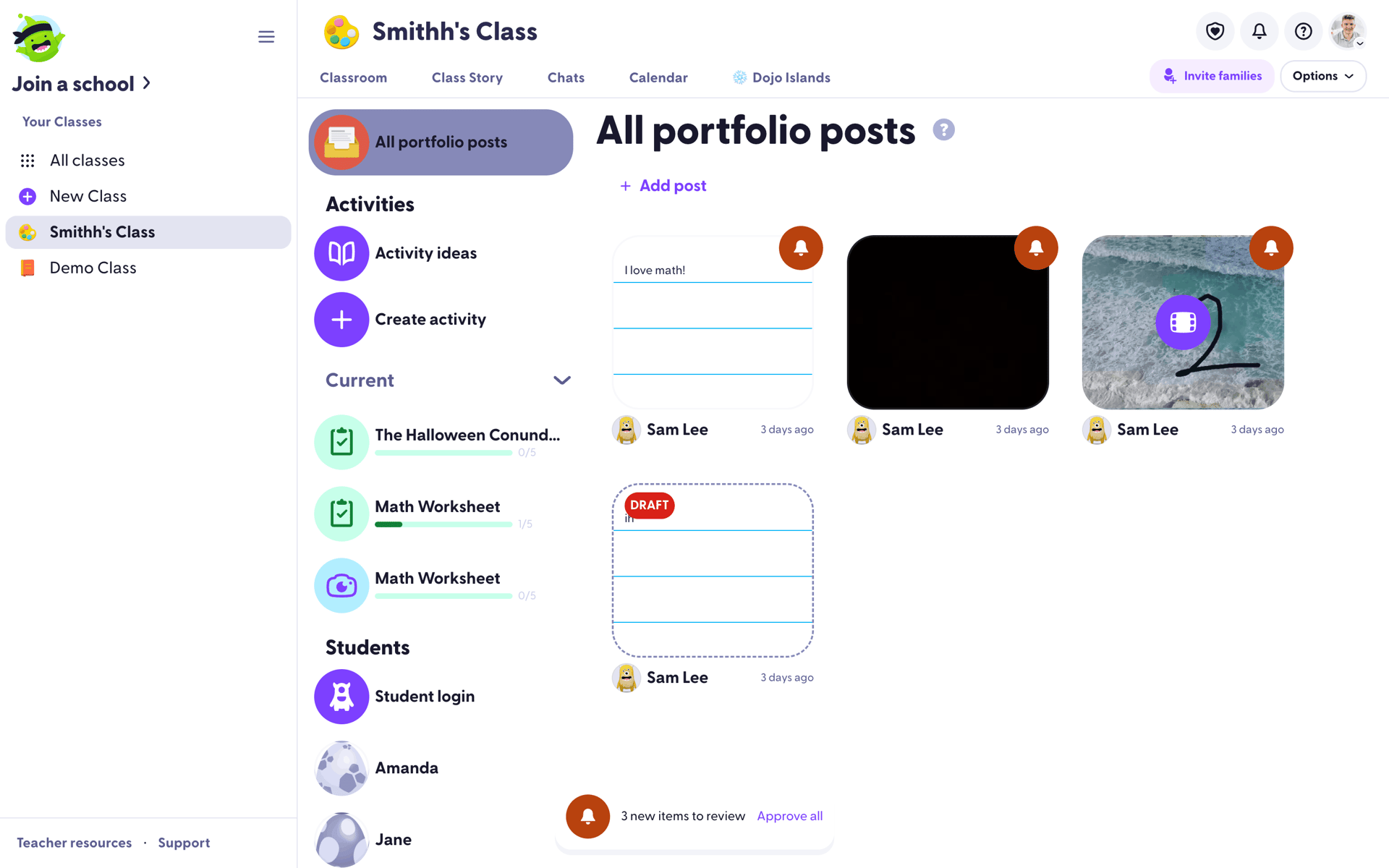 ClassDojo Web UI screenshot 17