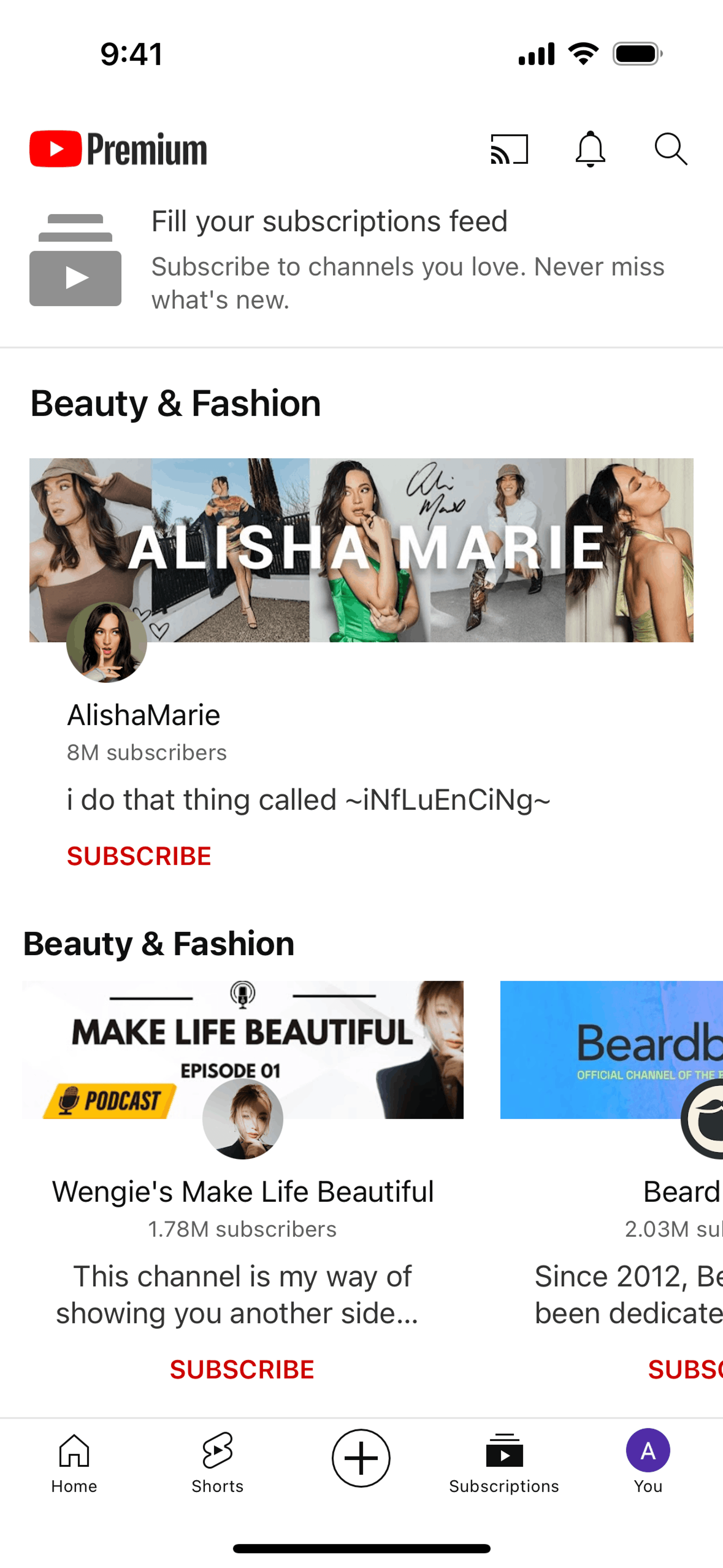 YouTube iOS UI screenshot 3