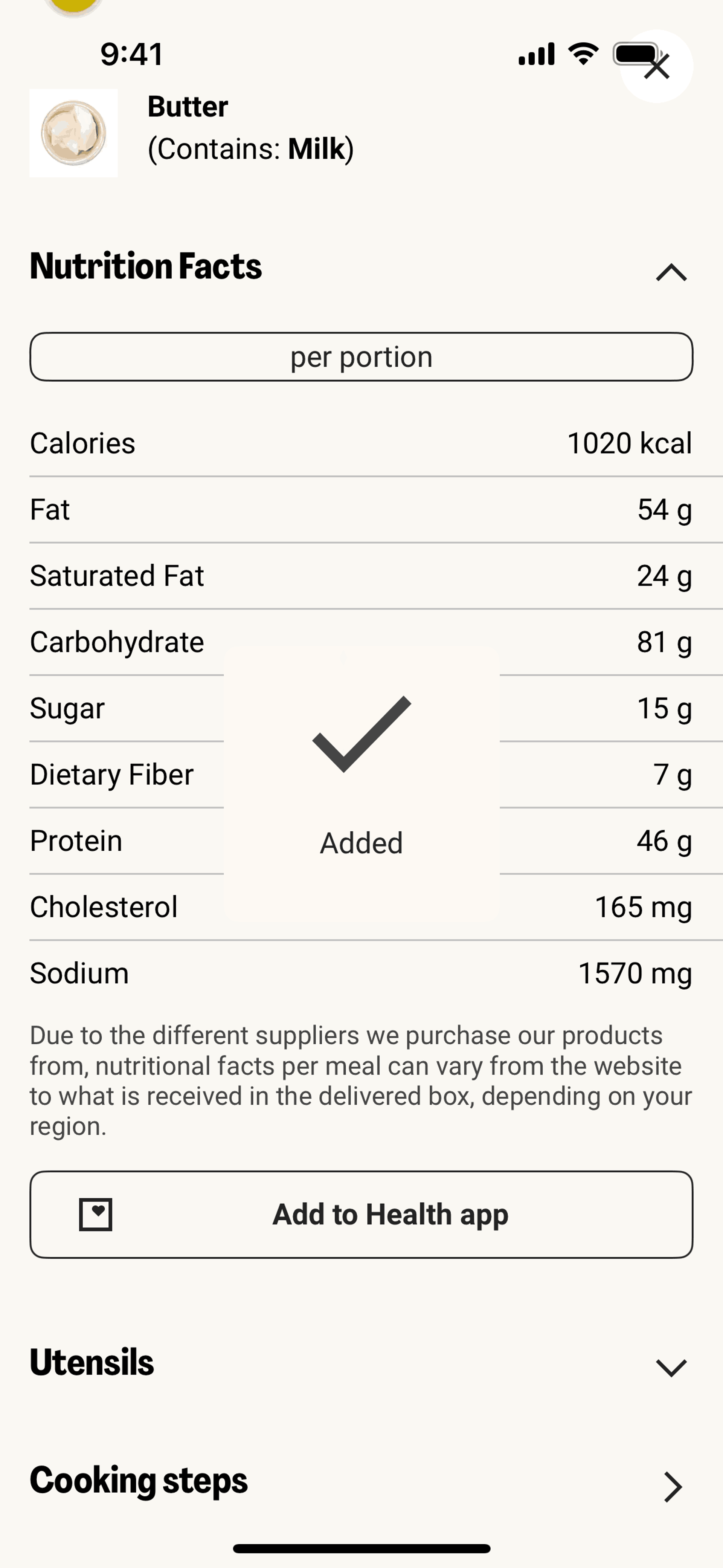 HelloFresh iOS UI screenshot 11