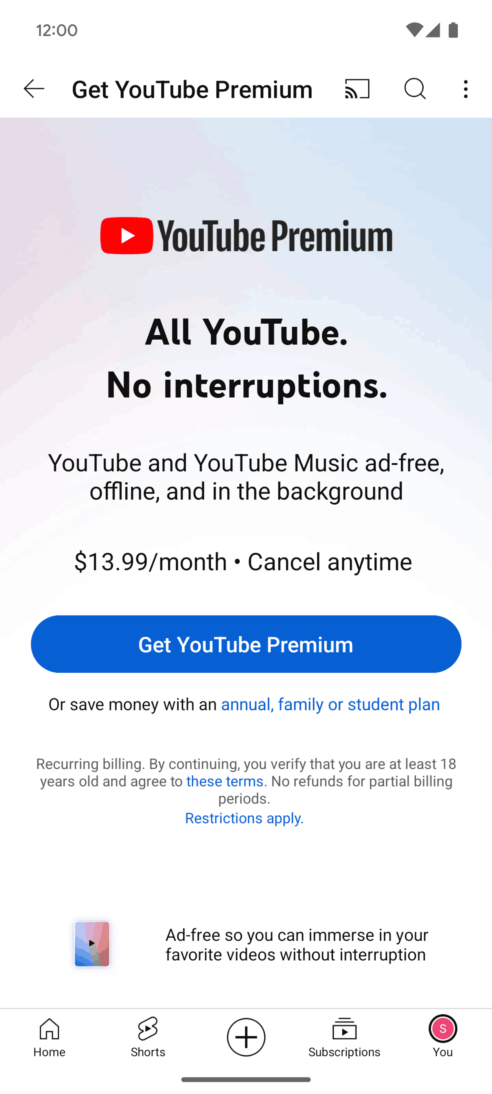 YouTube Android UI screenshot 5