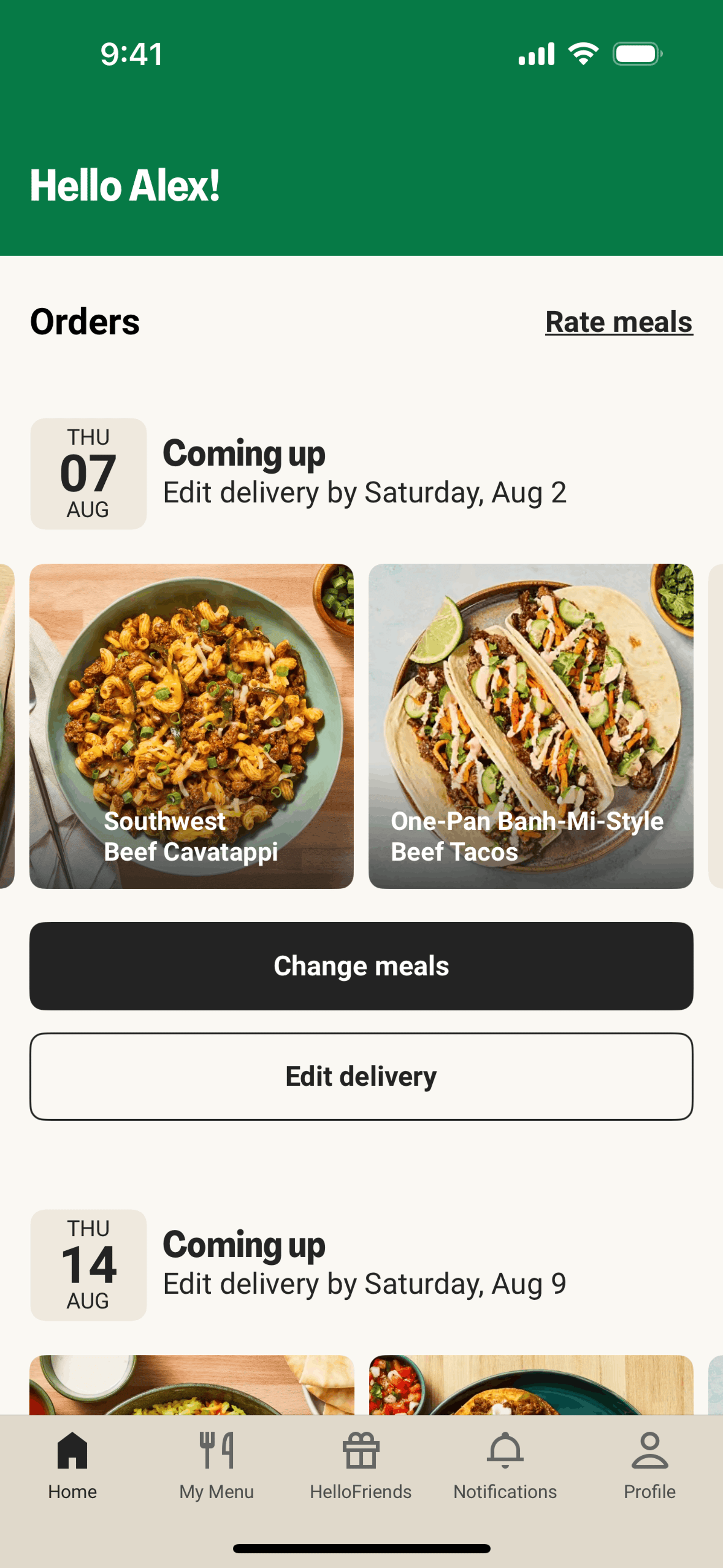 HelloFresh iOS UI screenshot 4